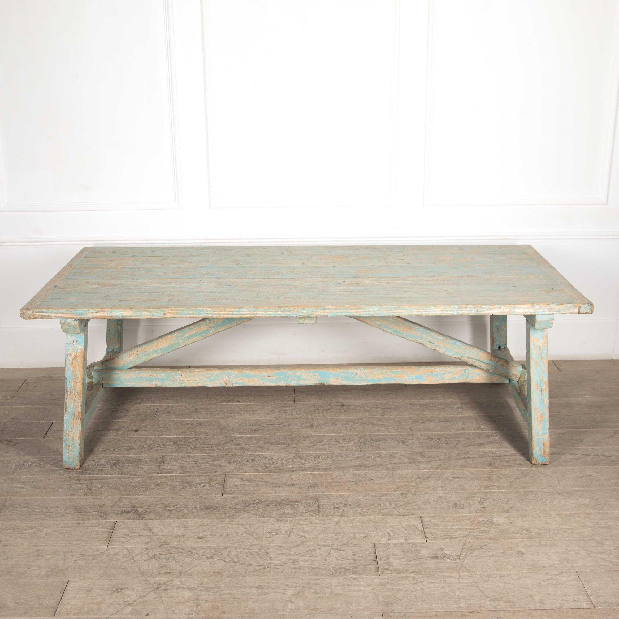19th Century French Painted Farmhouse Table For Sale 5