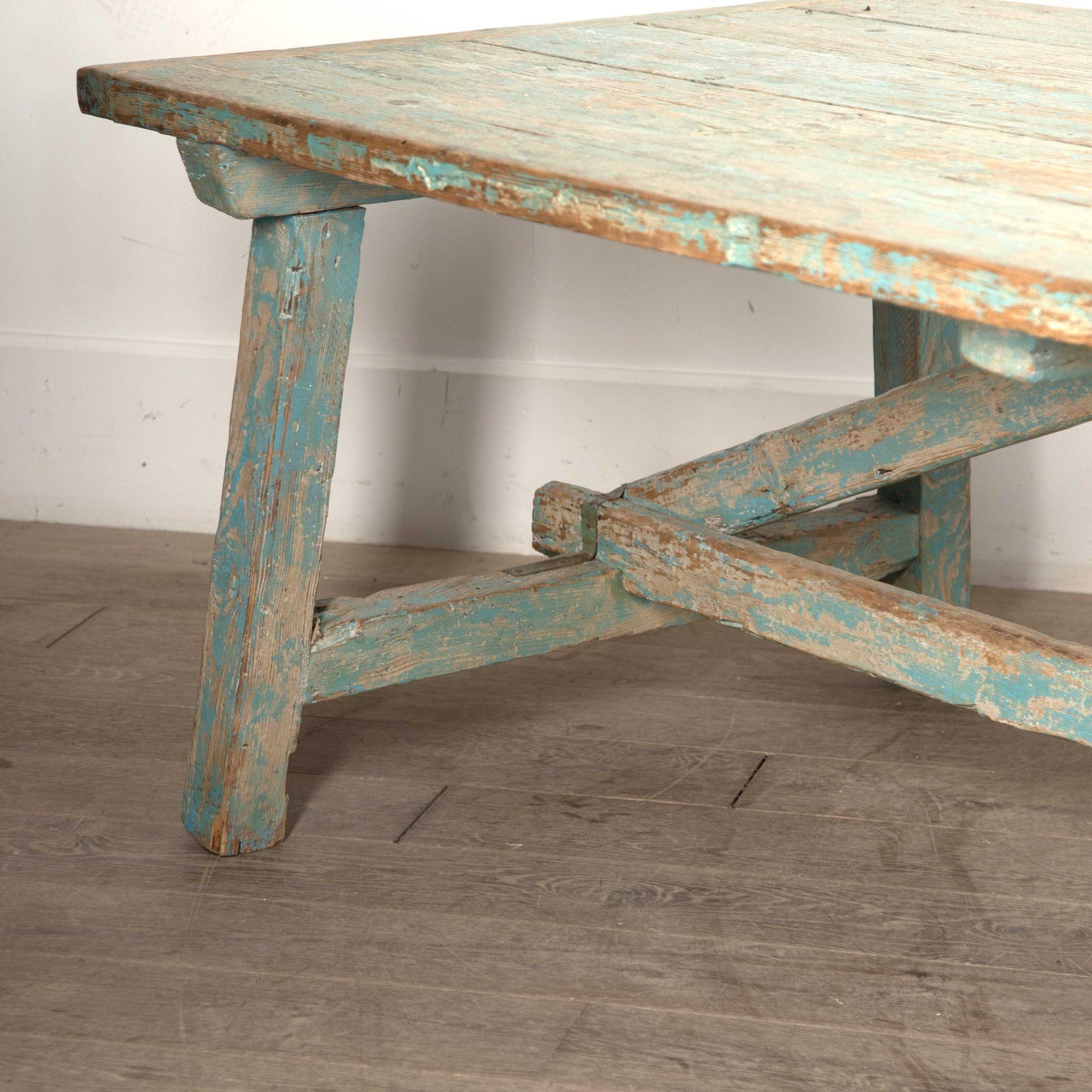 French Provincial 19th Century French Painted Farmhouse Table For Sale