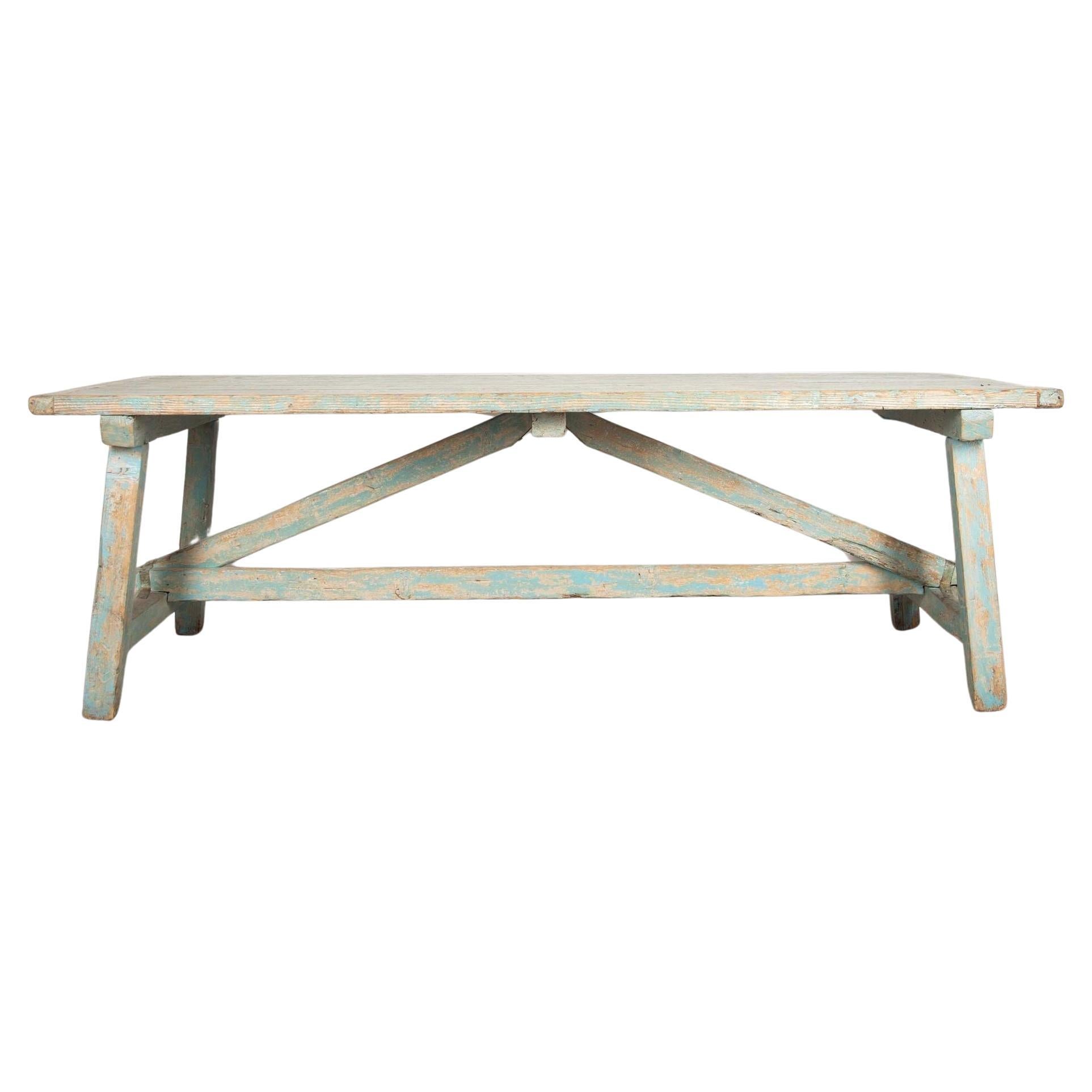 19th Century French Painted Farmhouse Table For Sale
