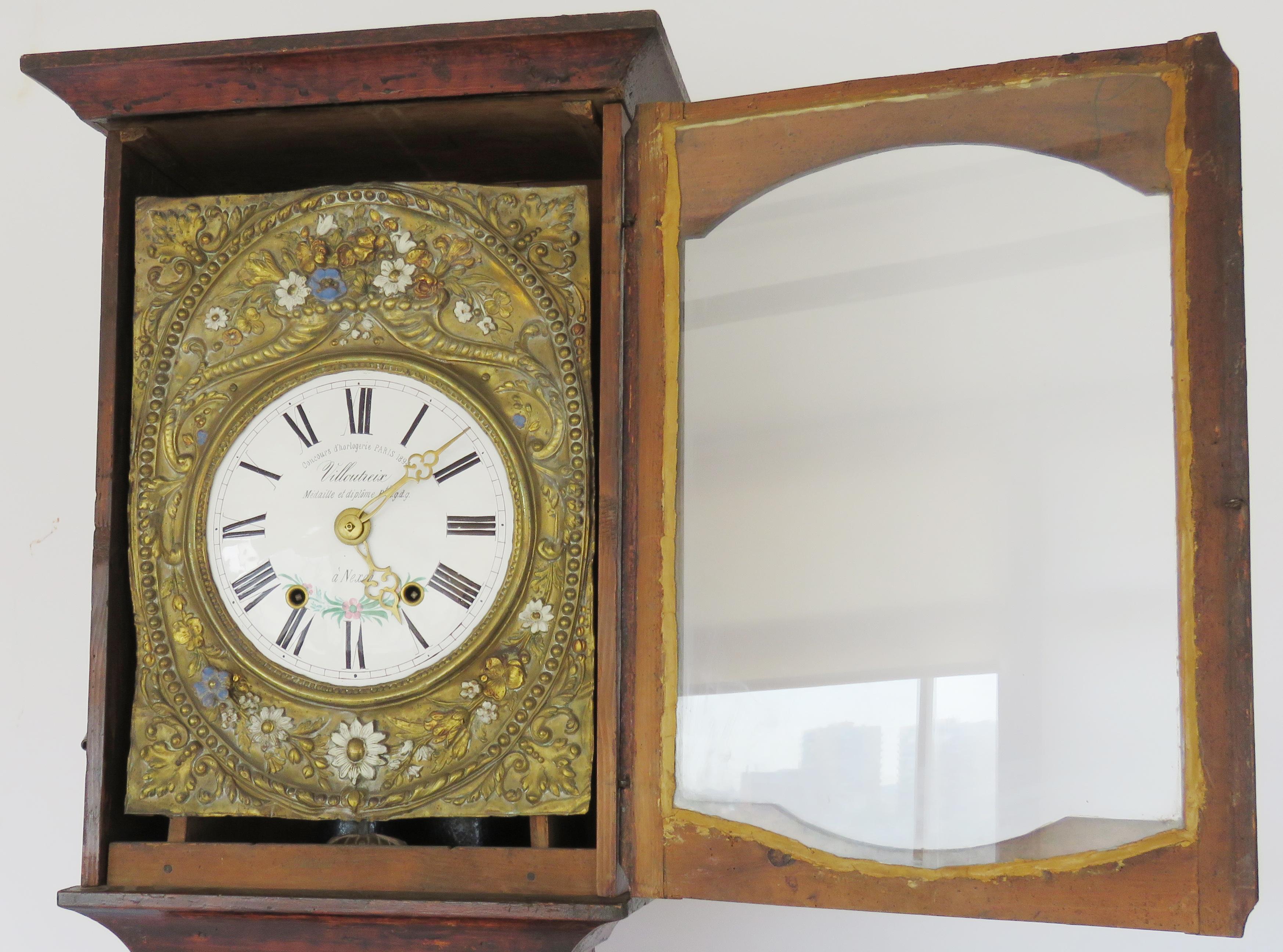 19th Century French Painted Grandfather Clock For Sale at 1stDibs