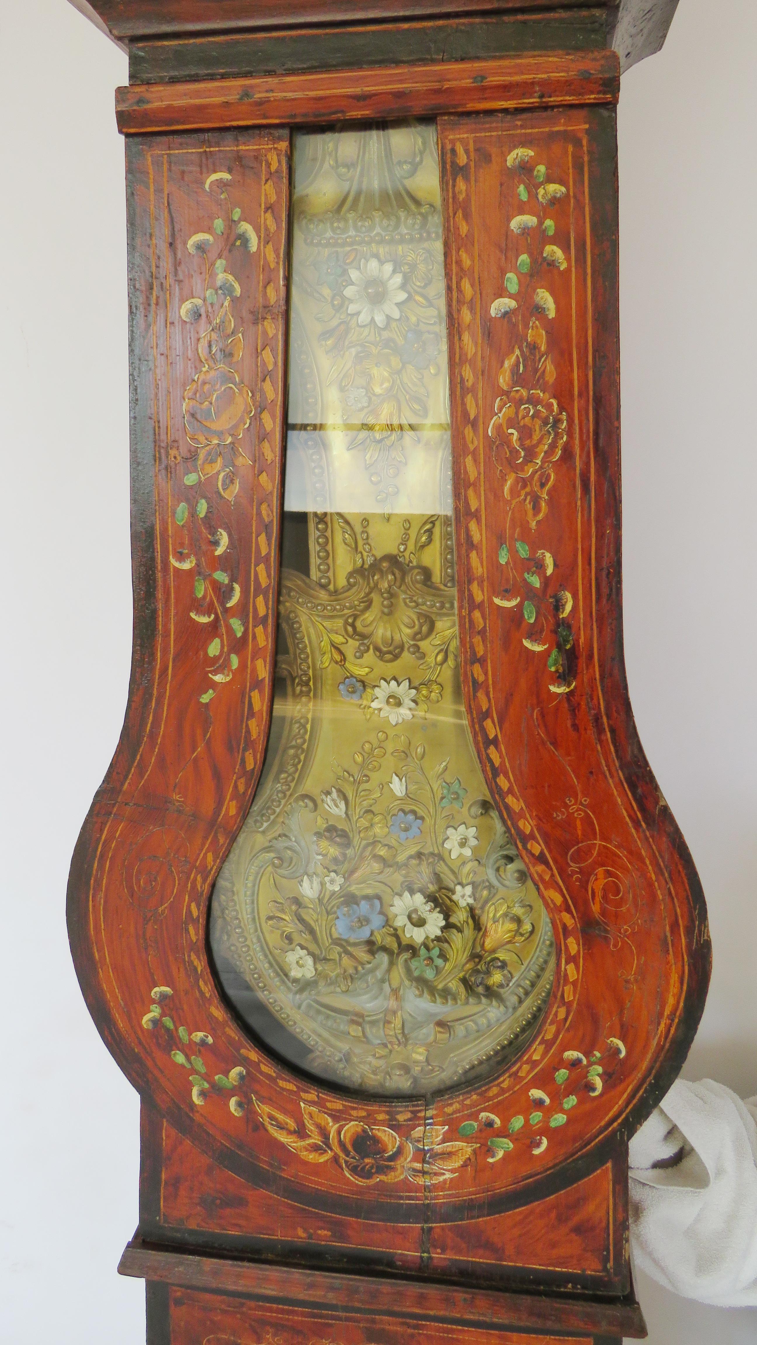 19th Century French Painted Grandfather Clock For Sale at 1stDibs