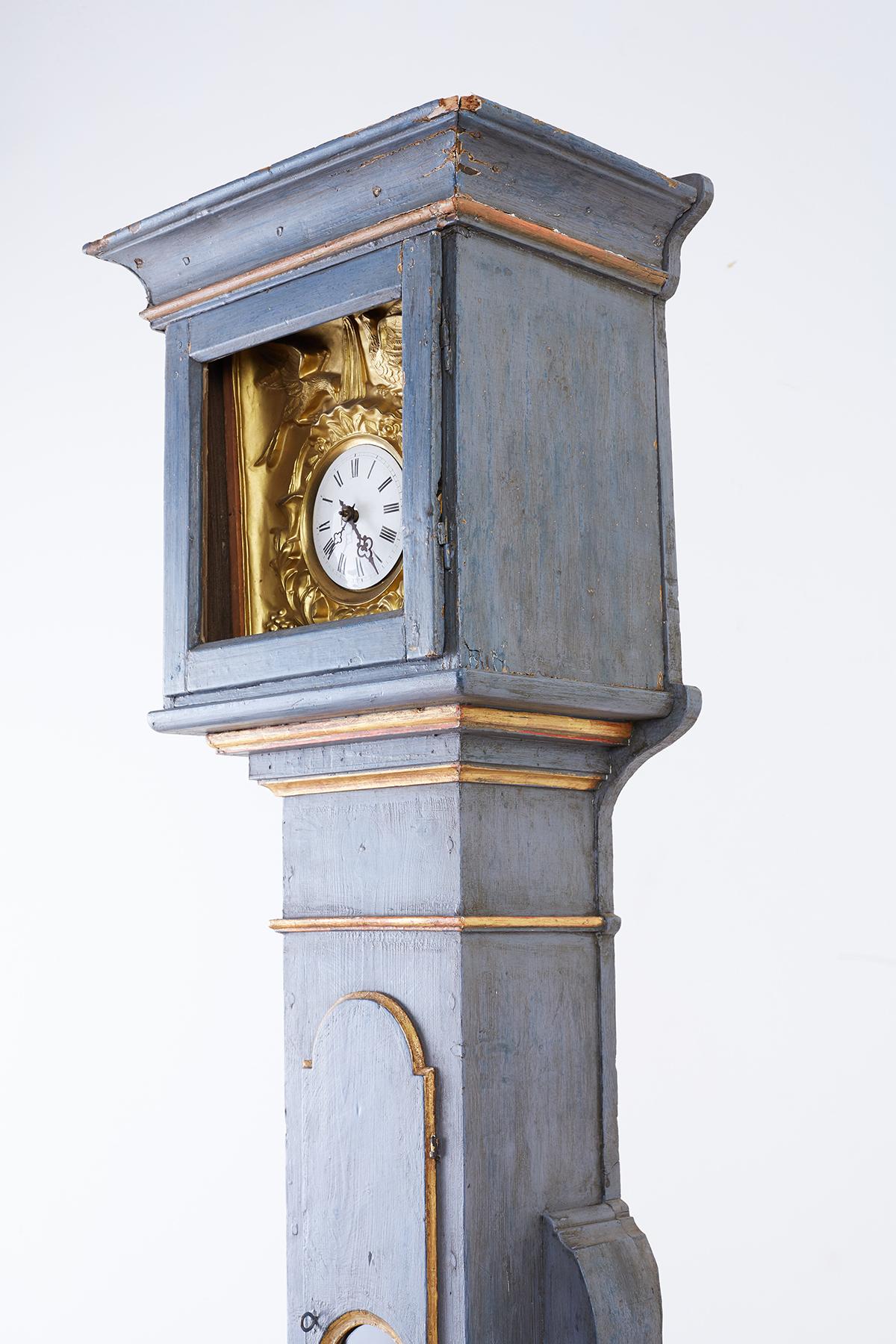 19th Century French Painted Long Case Grandfather Clock 2