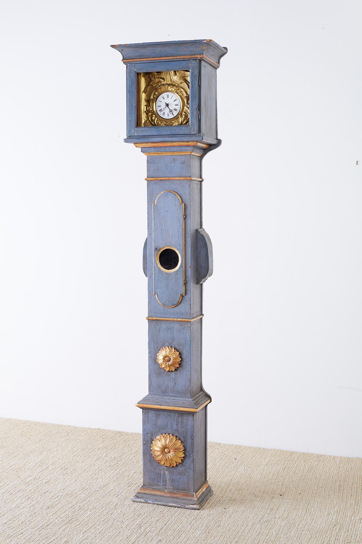 19th Century French Painted Long Case Grandfather Clock In Good Condition In Rio Vista, CA