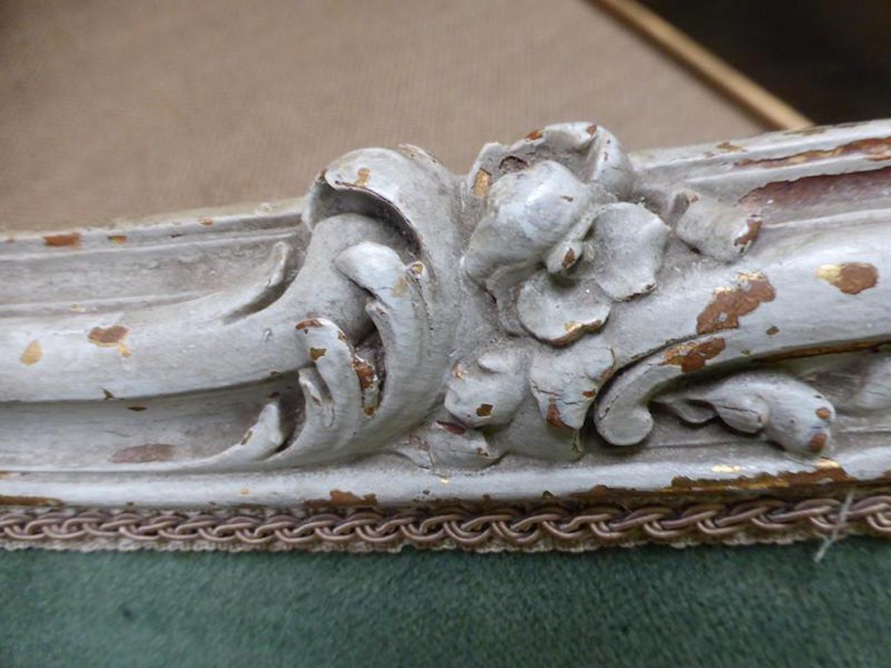 19th Century French Painted Louis XV Style Sofa In Fair Condition In LEGNY, FR