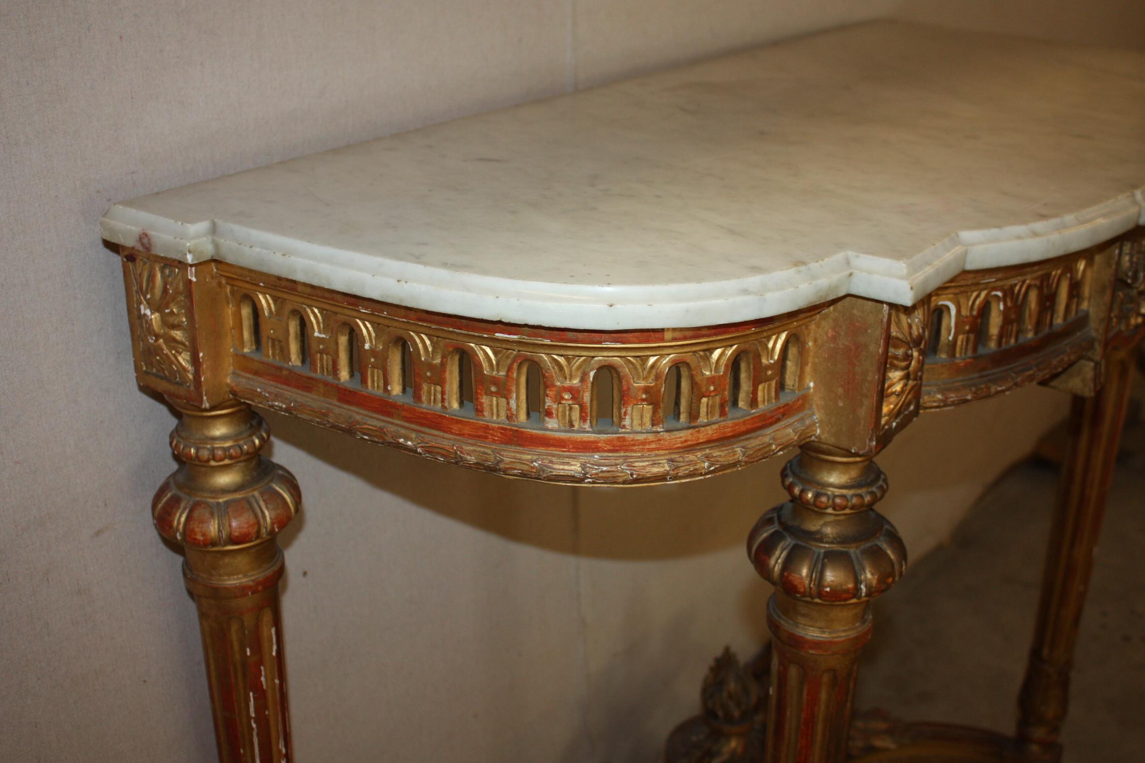 19th Century French Painted Louis XVI Console with Marble Top 2