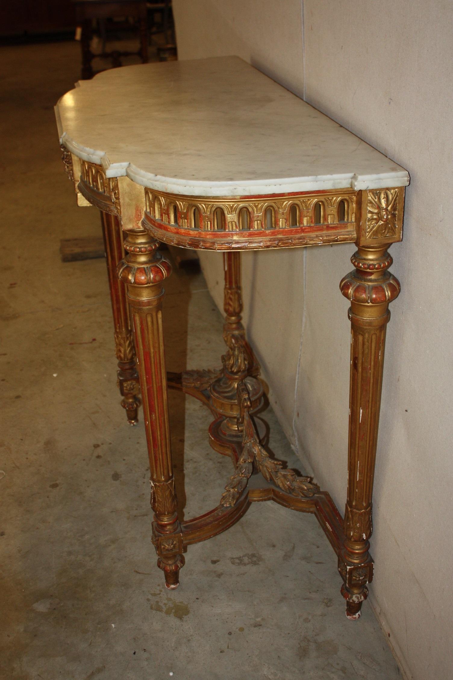 19th Century French Painted Louis XVI Console with Marble Top 3
