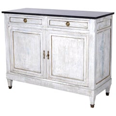 19th Century French Painted Louis XVI Style Buffet with Black Marble Top