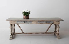 table à tréteaux de monastère peinte du 19ème siècle en France