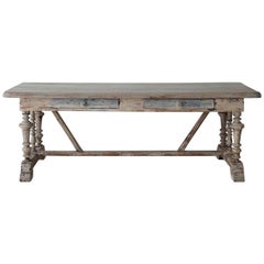 19th Century French Painted Monastery Trestle Table