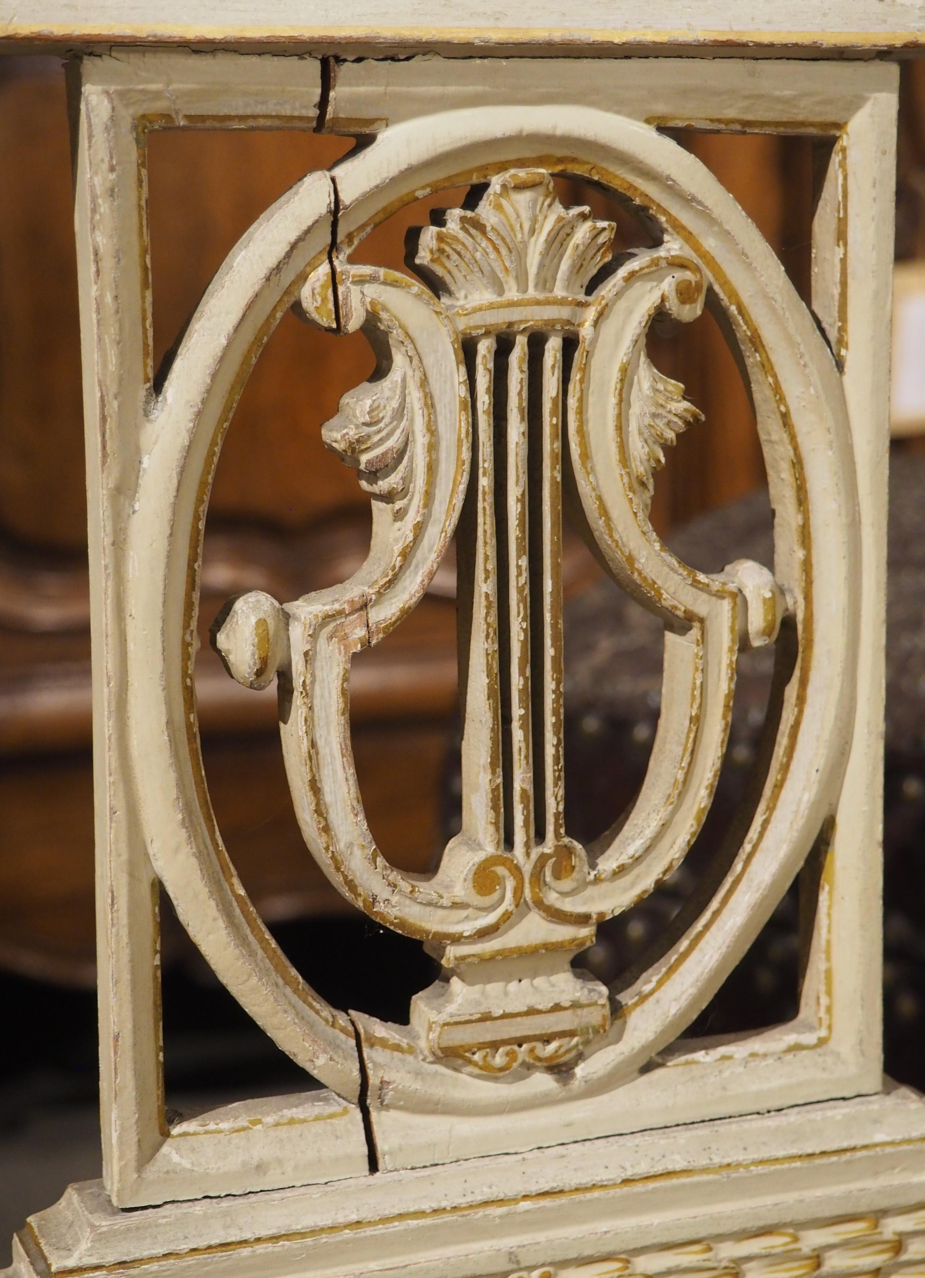 19th Century French Painted Neoclassical Style Banquette with Silk Upholstery 6