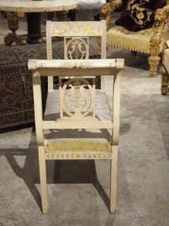 19th Century French Painted Neoclassical Style Banquette with Silk Upholstery
