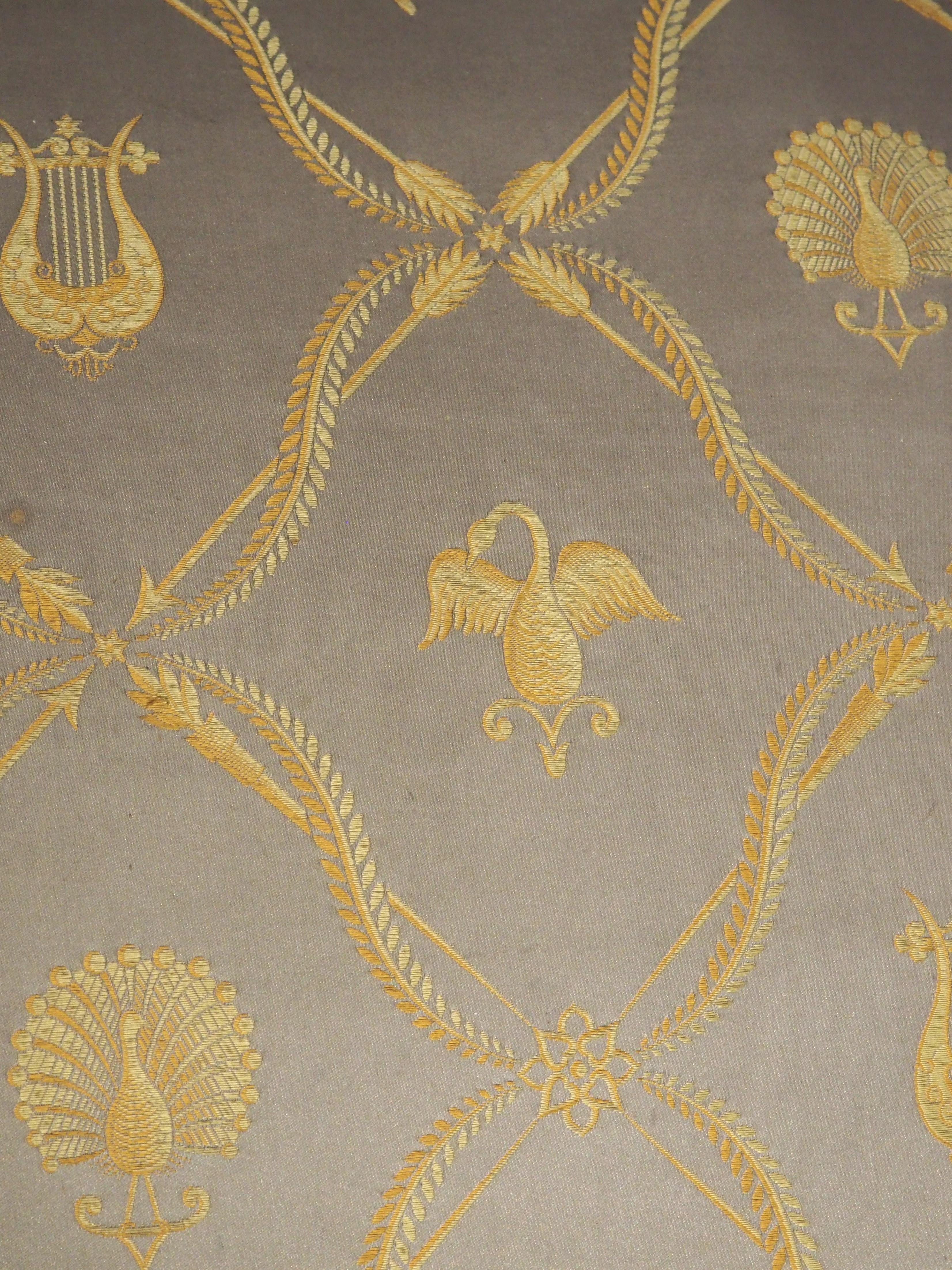 19th Century French Painted Neoclassical Style Banquette with Silk Upholstery 2