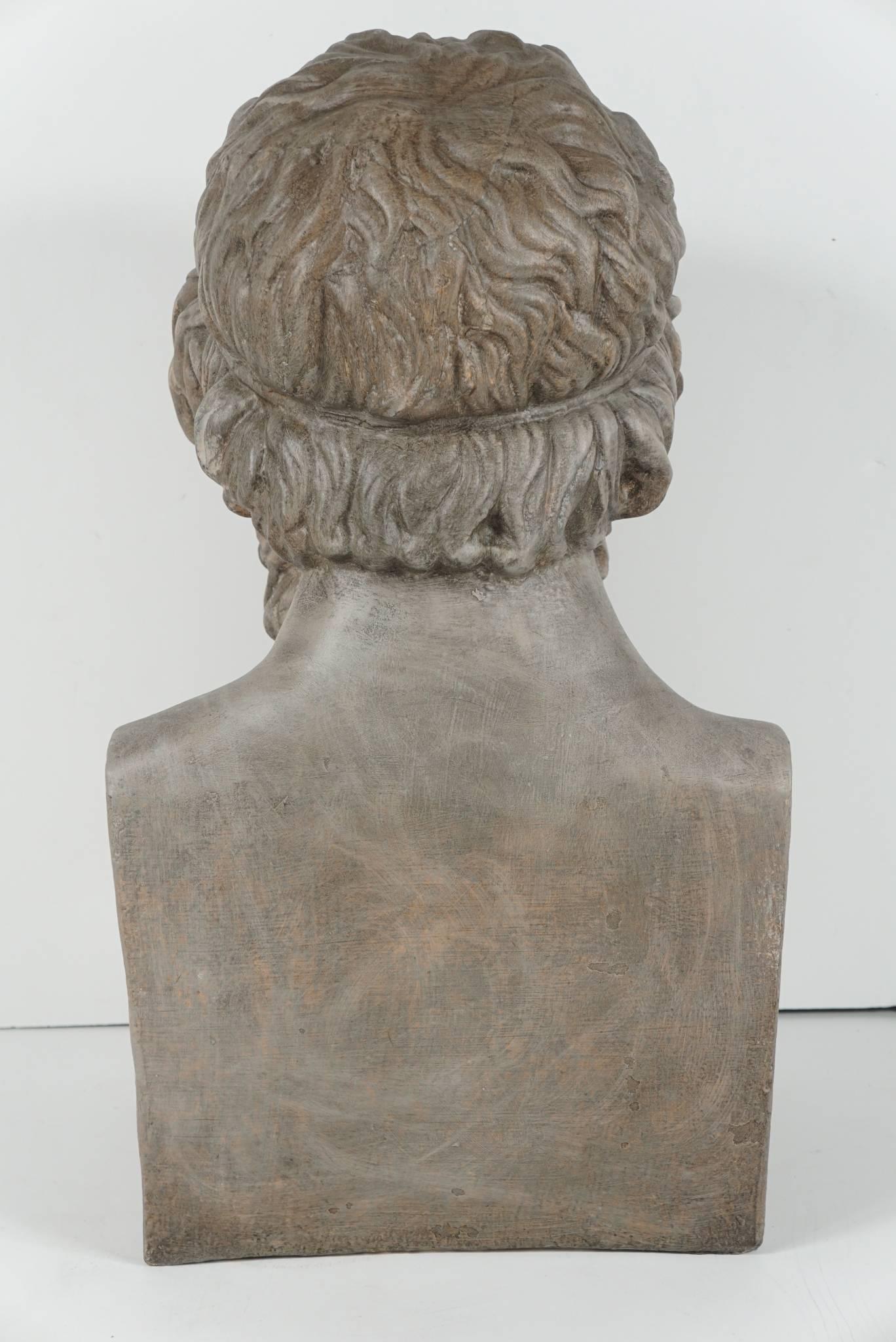 19th Century French Painted Plaster Bust of Homere 5