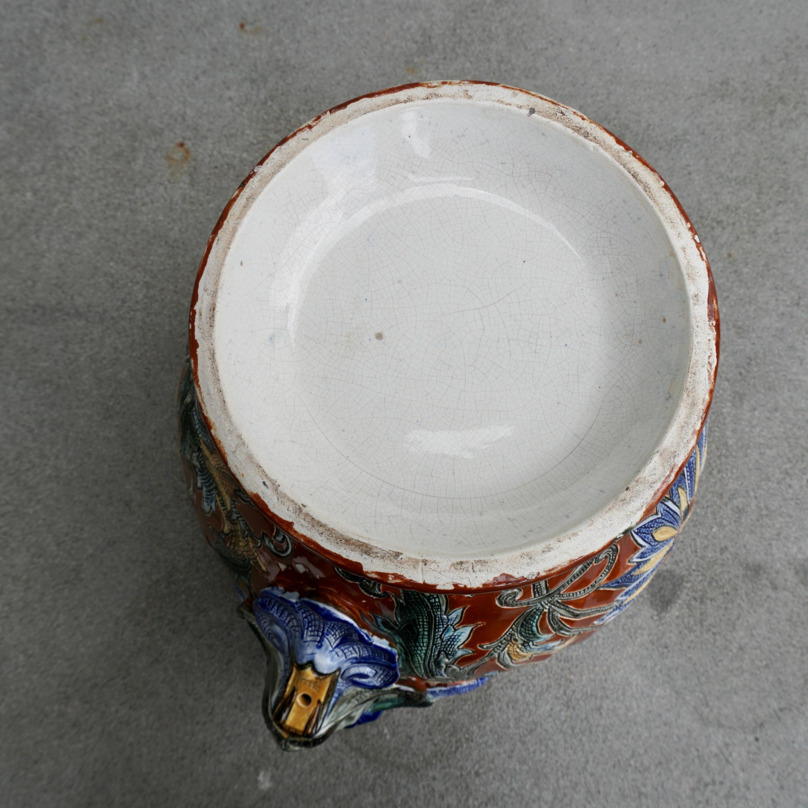 19th Century French Painted Porcelain Cache Pot Planter For Sale 10