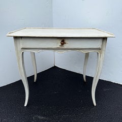 French Painted Rectangular Hall Side Table Desk with Drawer, 19th Century