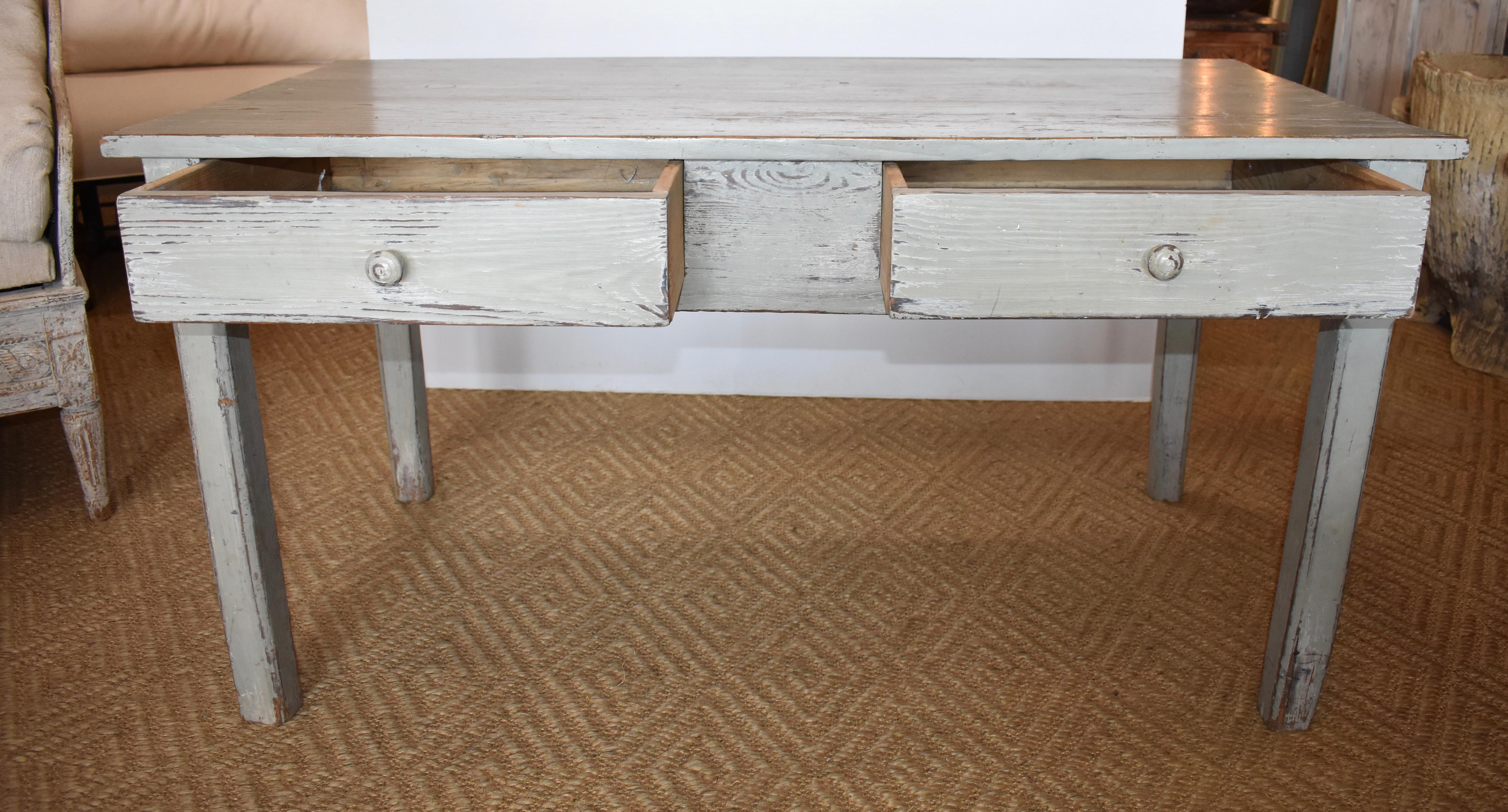 19th Century French Painted Rustic Farm Table For Sale 1