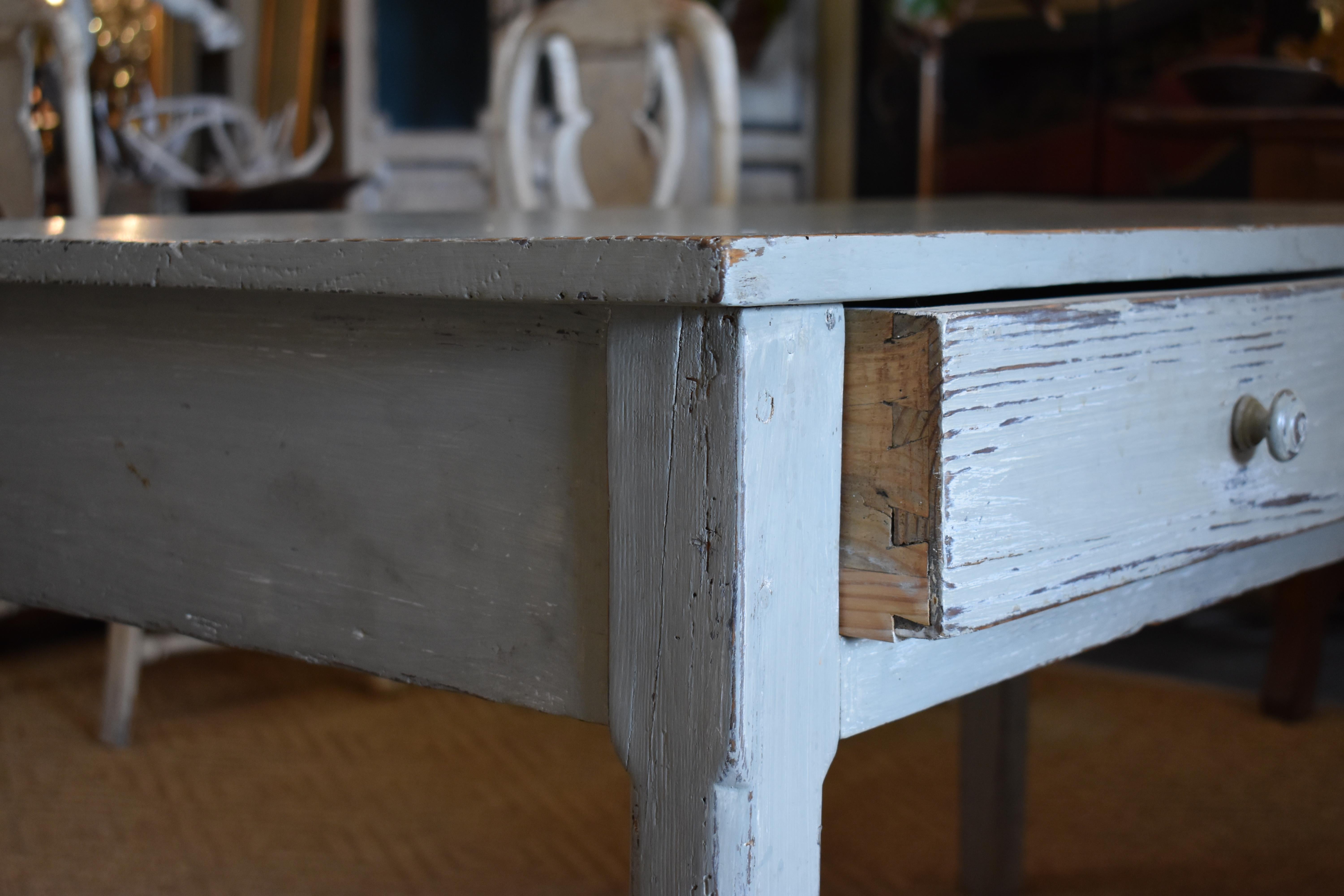 19th Century French Painted Rustic Farm Table For Sale 4