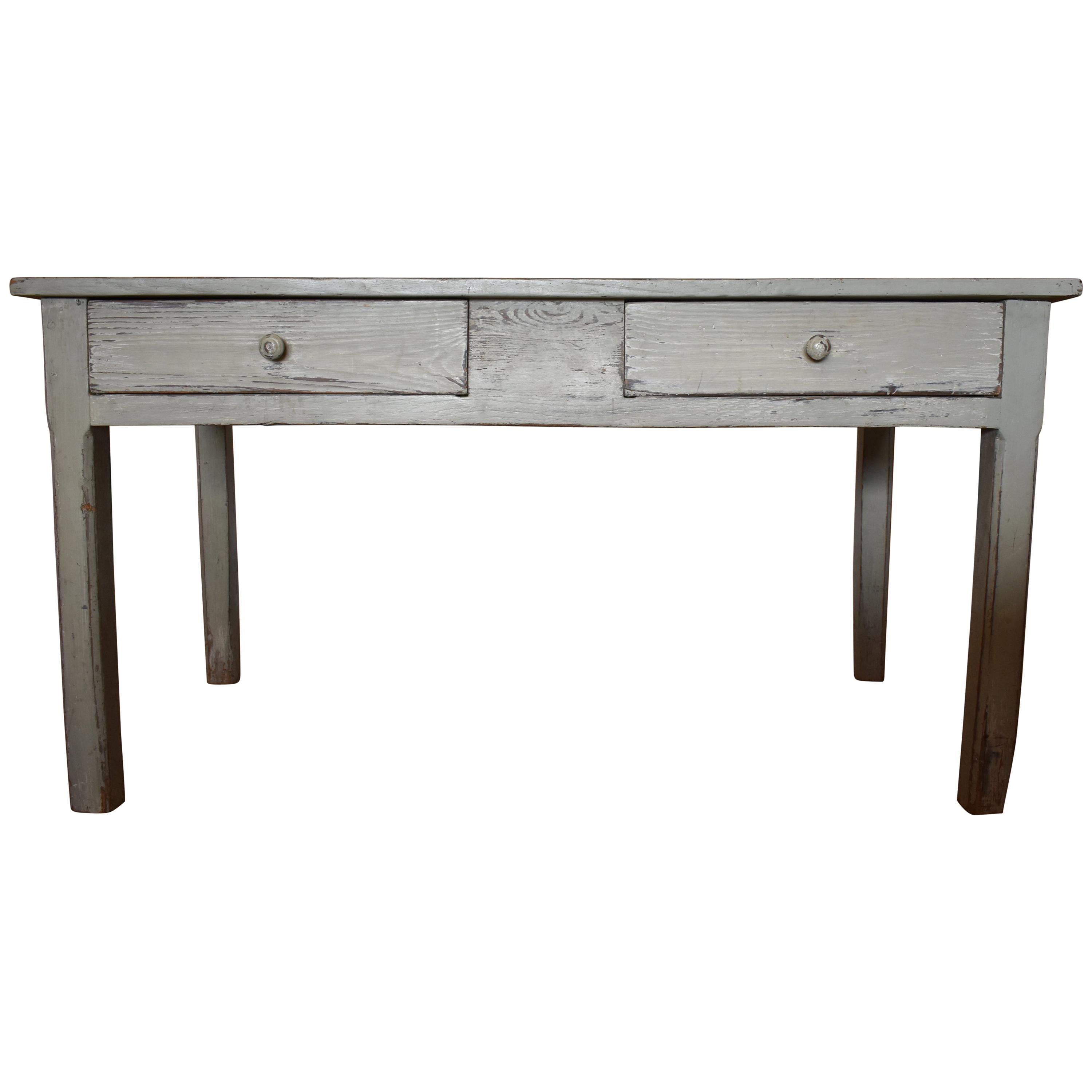 19th Century French Painted Rustic Farm Table For Sale