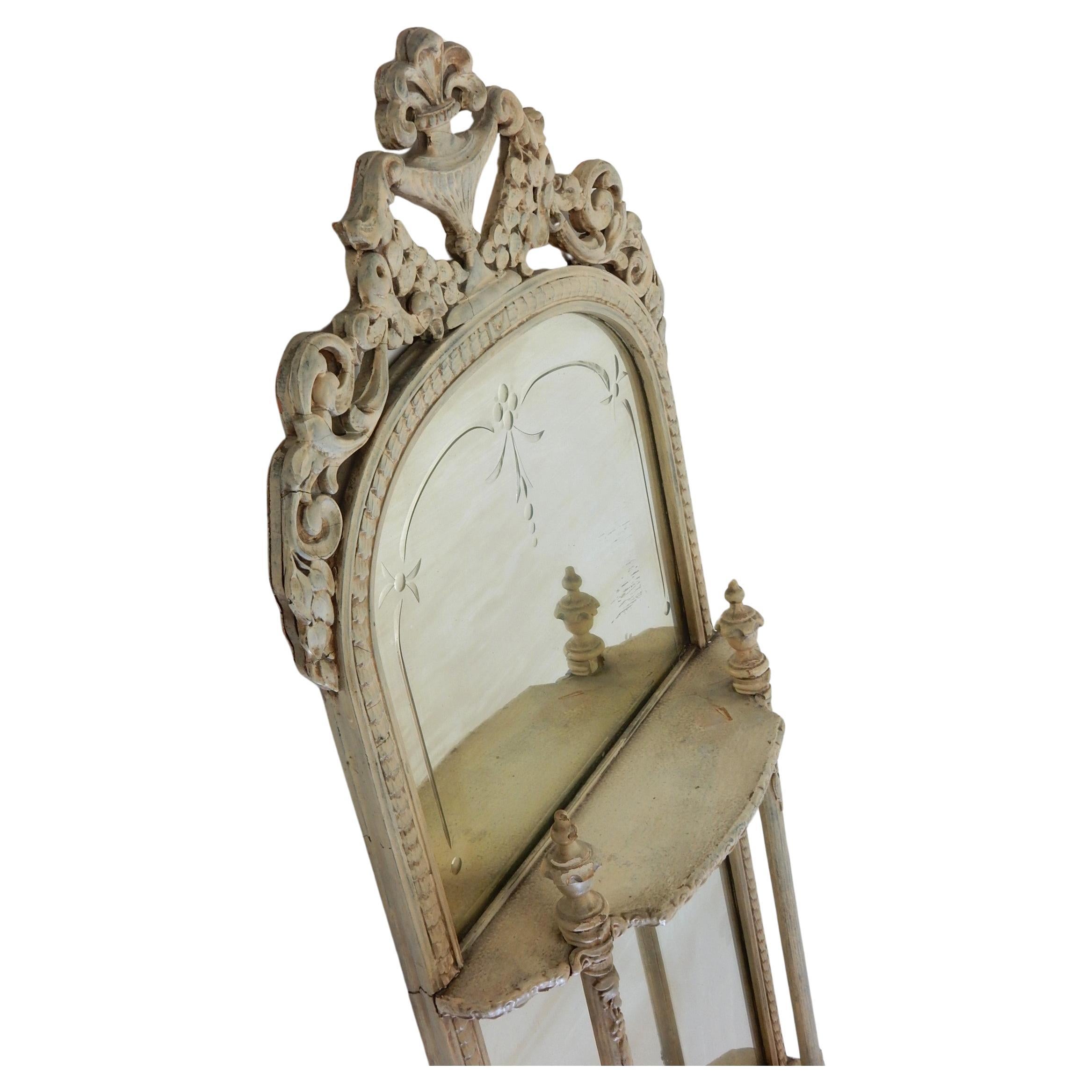 Miroir Trumeau à étagères du 19ème siècle peint en France en vente 9