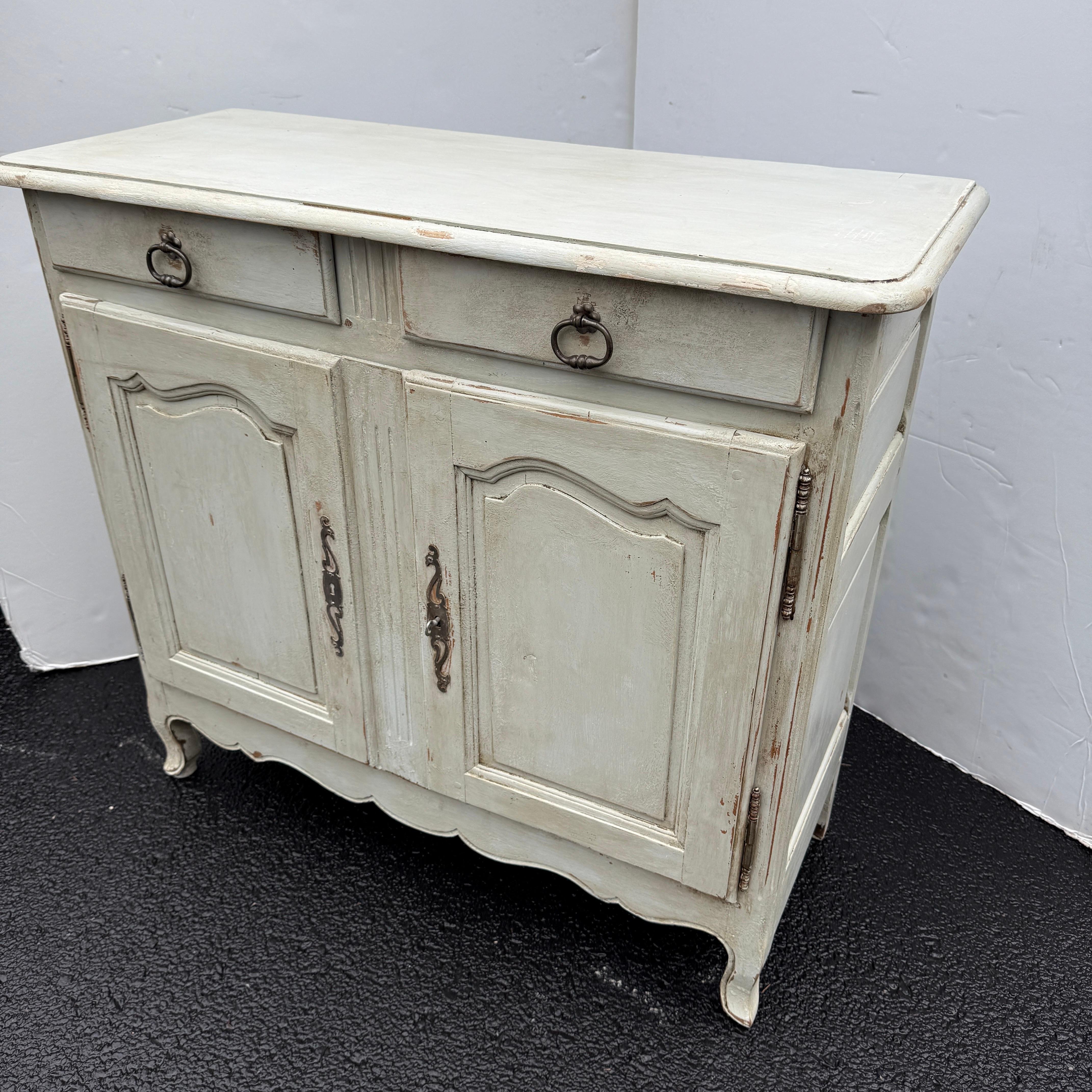 19th Century French Painted Sideboard Cabinet with Drawers For Sale 4