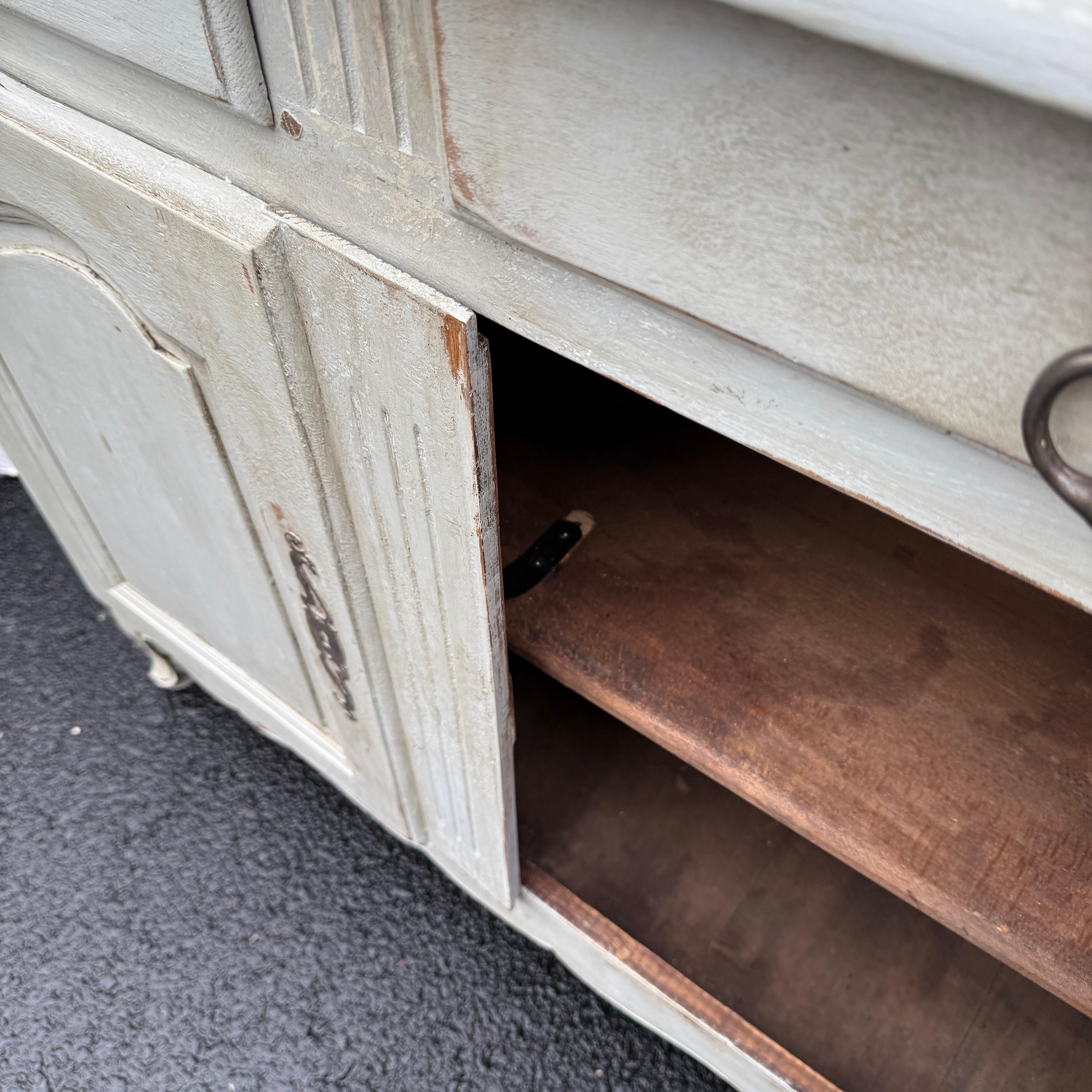 19th Century French Painted Sideboard Cabinet with Drawers For Sale 13