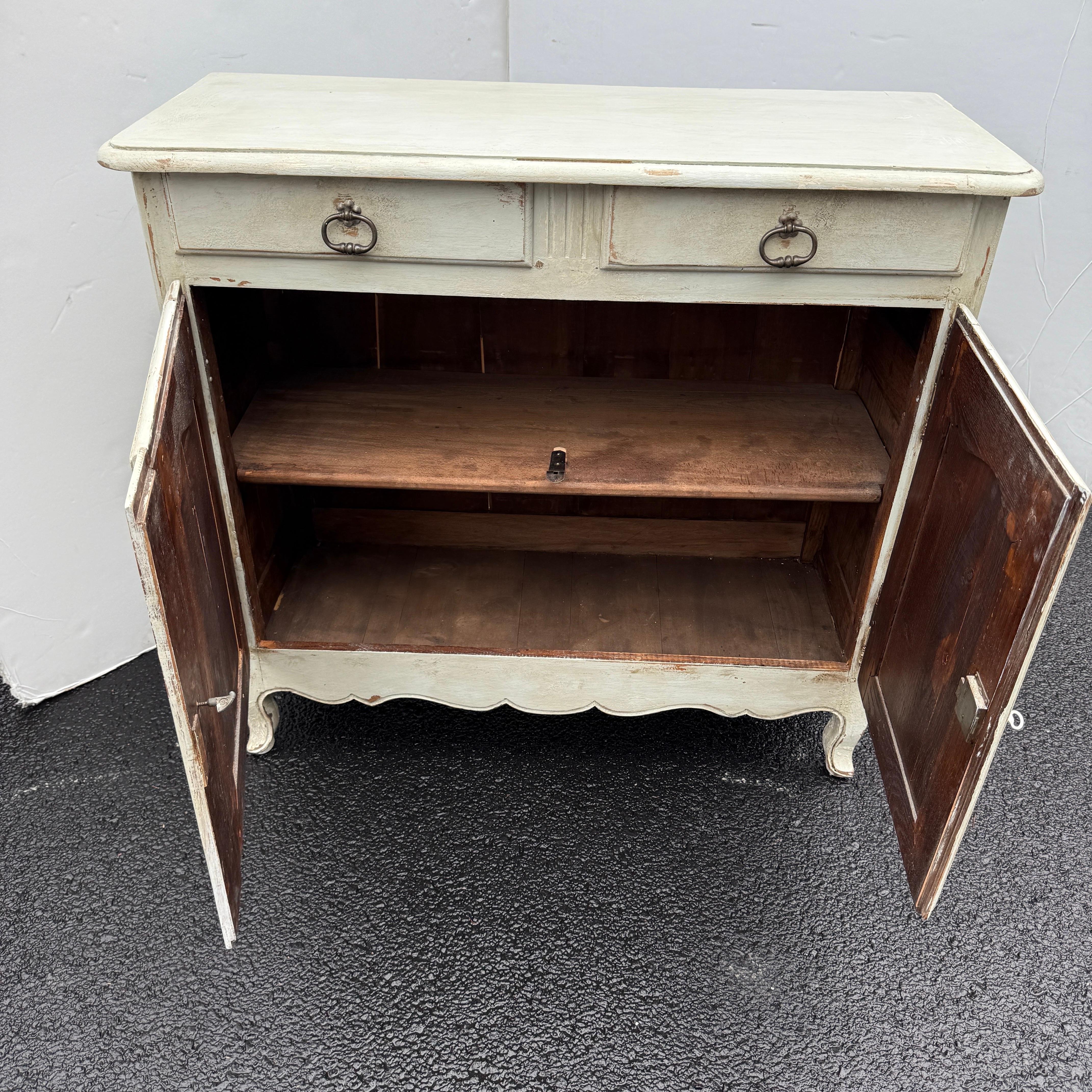 19th Century French Painted Sideboard Cabinet with Drawers For Sale 14