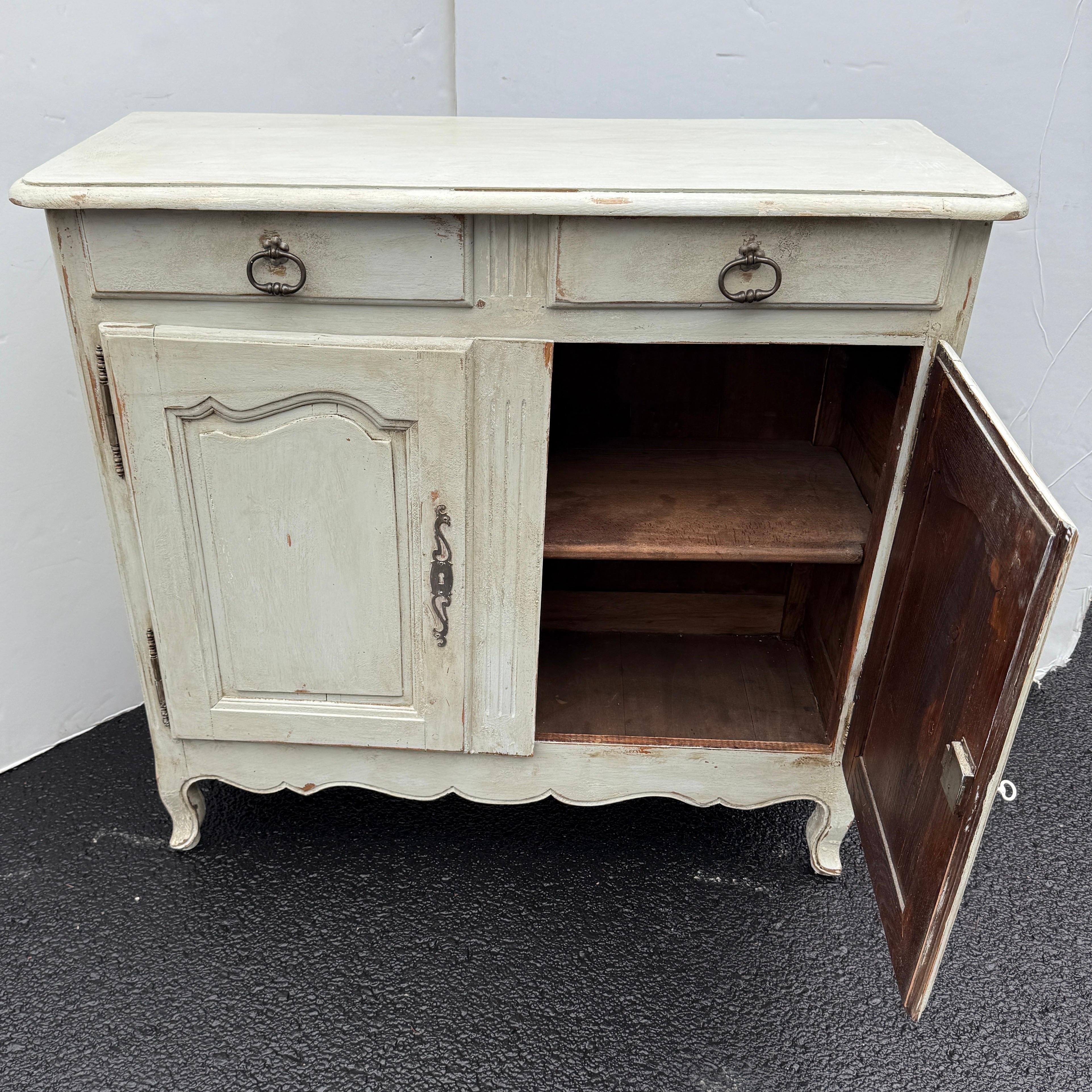 19th Century French Painted Sideboard Cabinet with Drawers For Sale 15