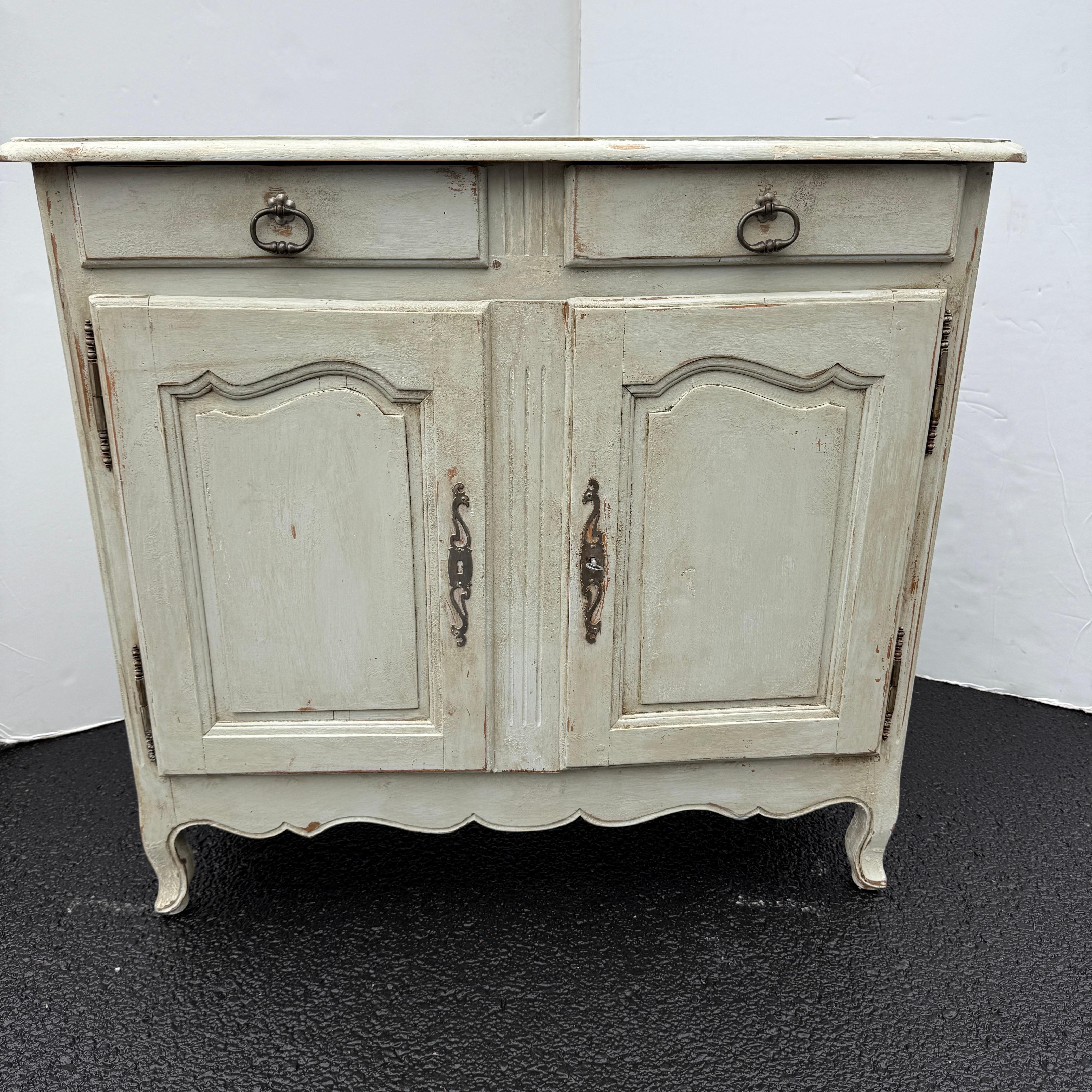 French Provincial 19th Century French Painted Sideboard Cabinet with Drawers For Sale