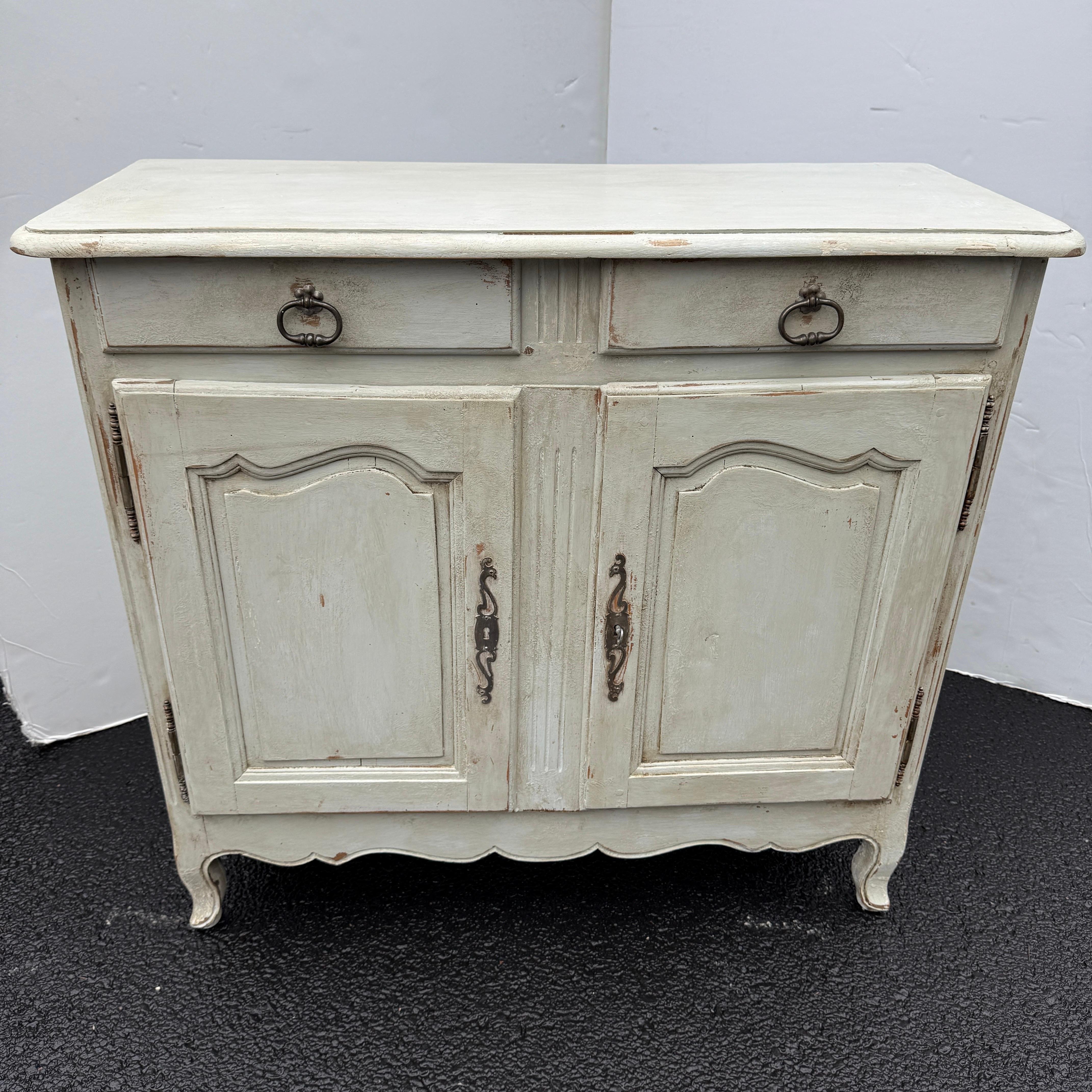 19th Century French Painted Sideboard Cabinet with Drawers For Sale 1
