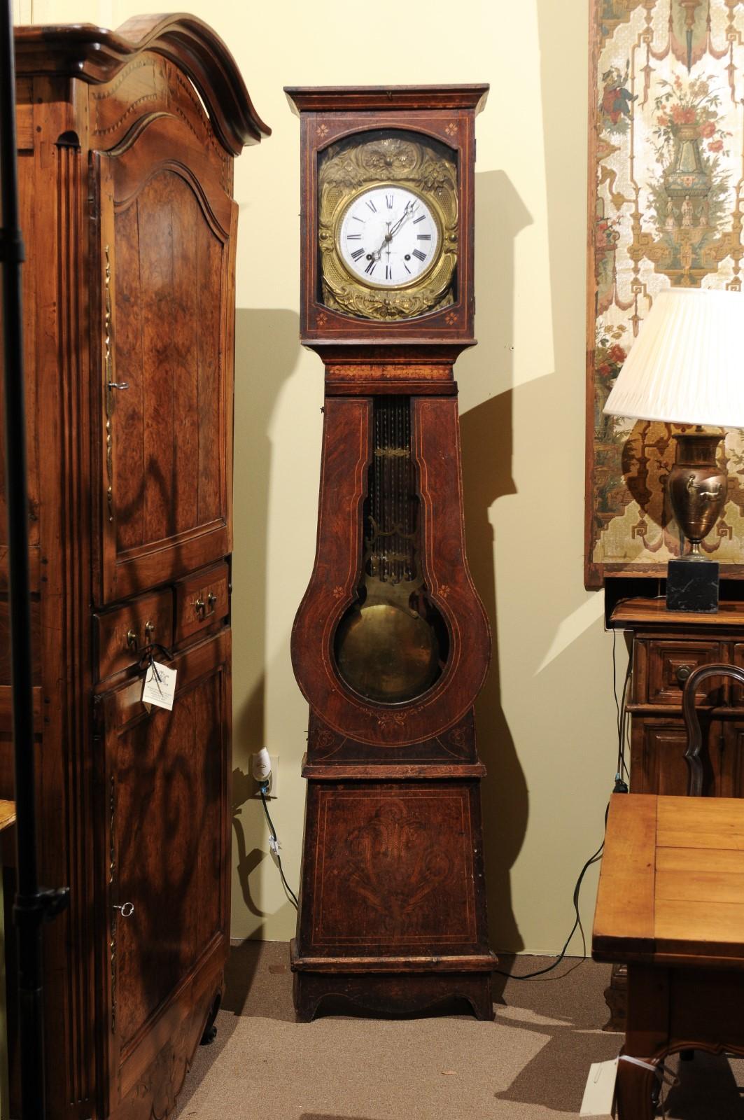 19th Century French Painted Tallcase Clock with Enameled Face 3