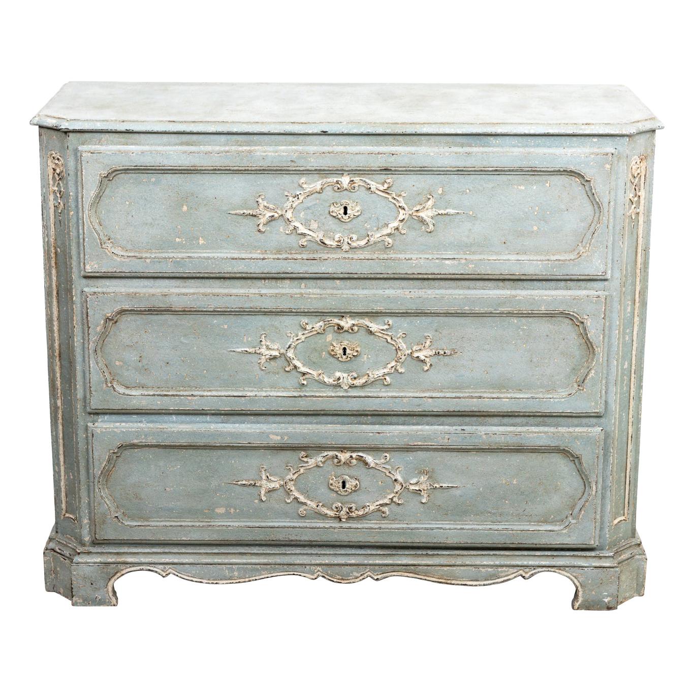 19th Century French Painted Three Drawer Chest