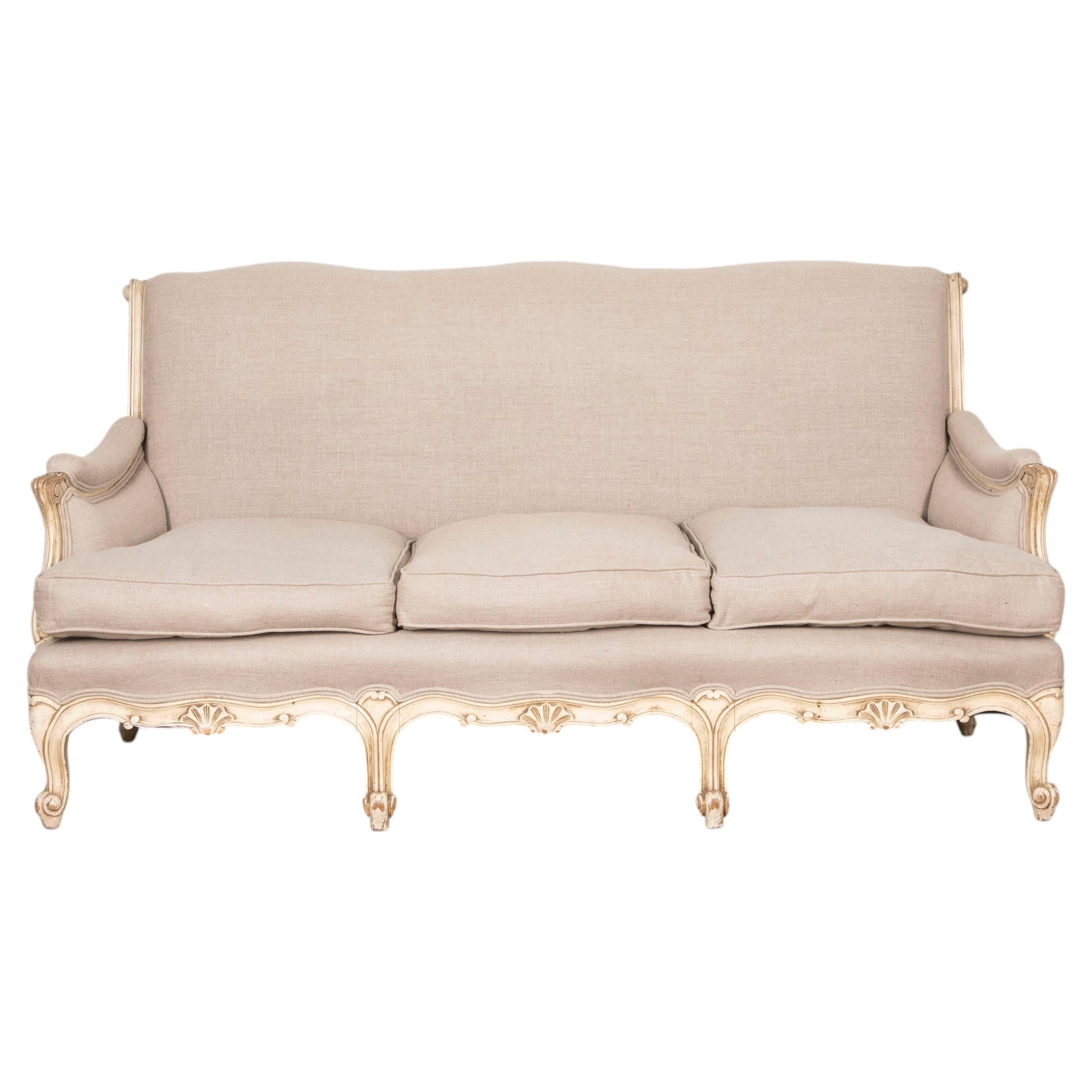 19th Century French Painted Three Seater Sofa For Sale