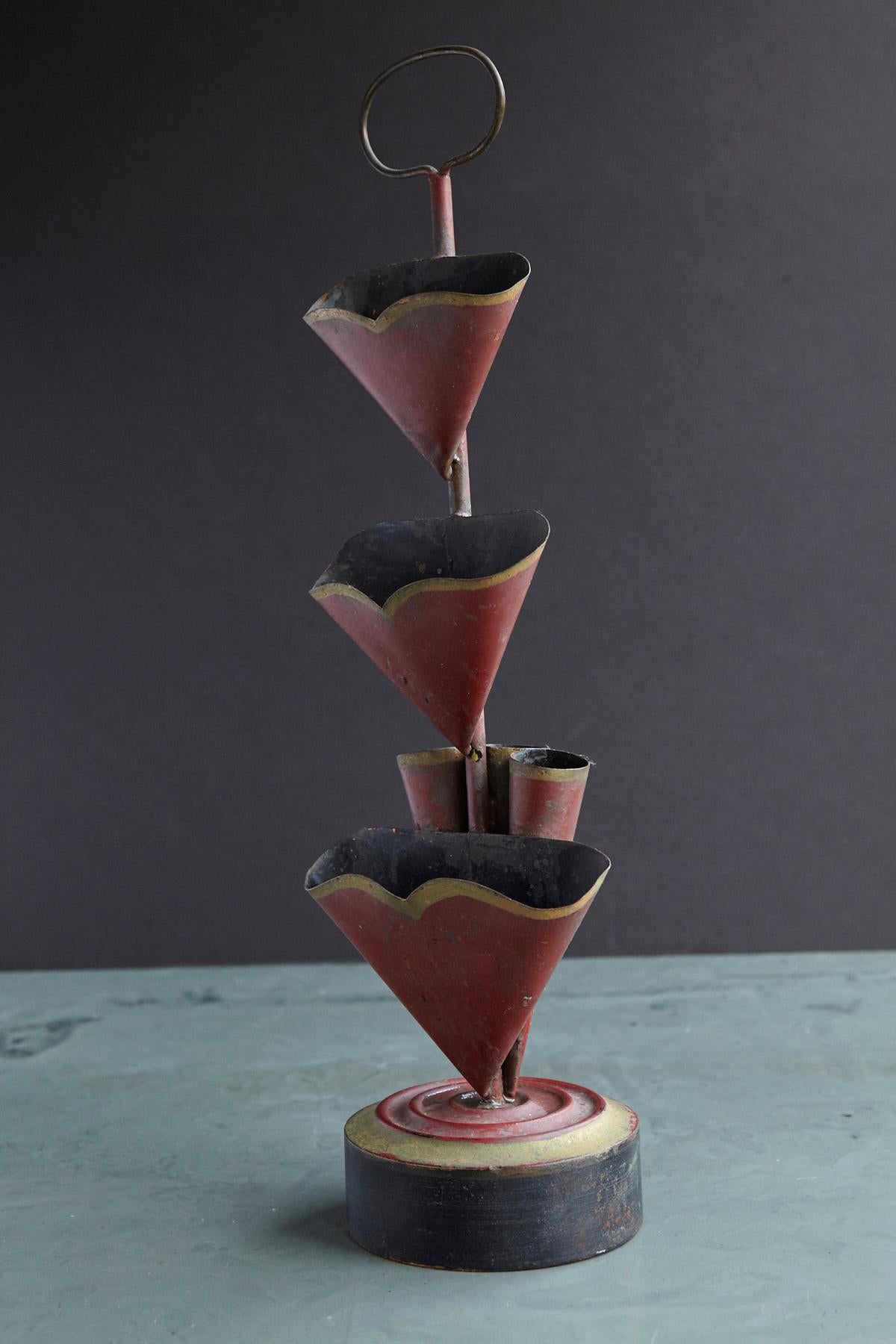 Hand-Painted 19th Century French Painted Three-Tier Tole Candy Display Stand