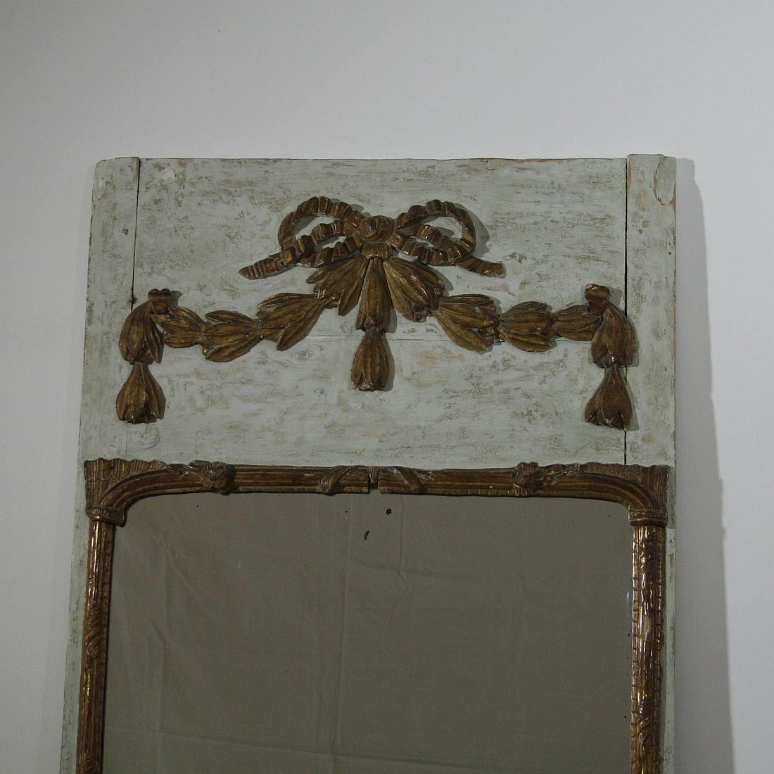 French Provincial 19th Century French Painted Trumeau Mirror