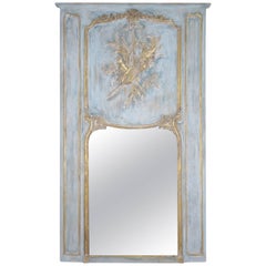 19th Century French Painted Trumeau Mirror