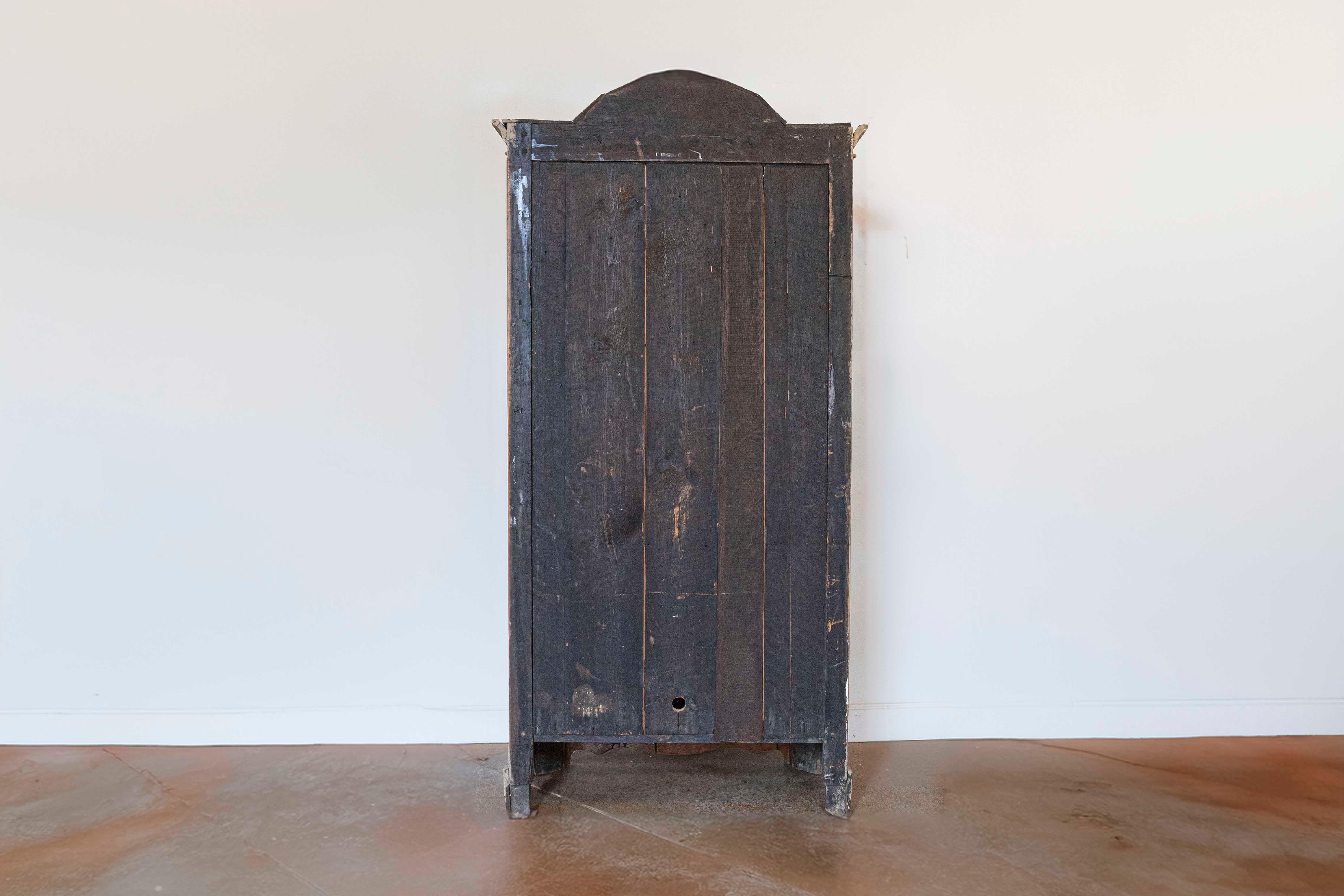 19th Century French Painted Vitrine Cabinet with Bonnet Top and Glass Door For Sale 5
