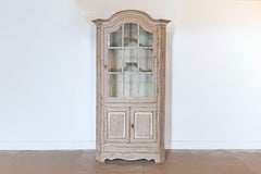 19th Century French Painted Vitrine Cabinet with Bonnet Top and Glass Door