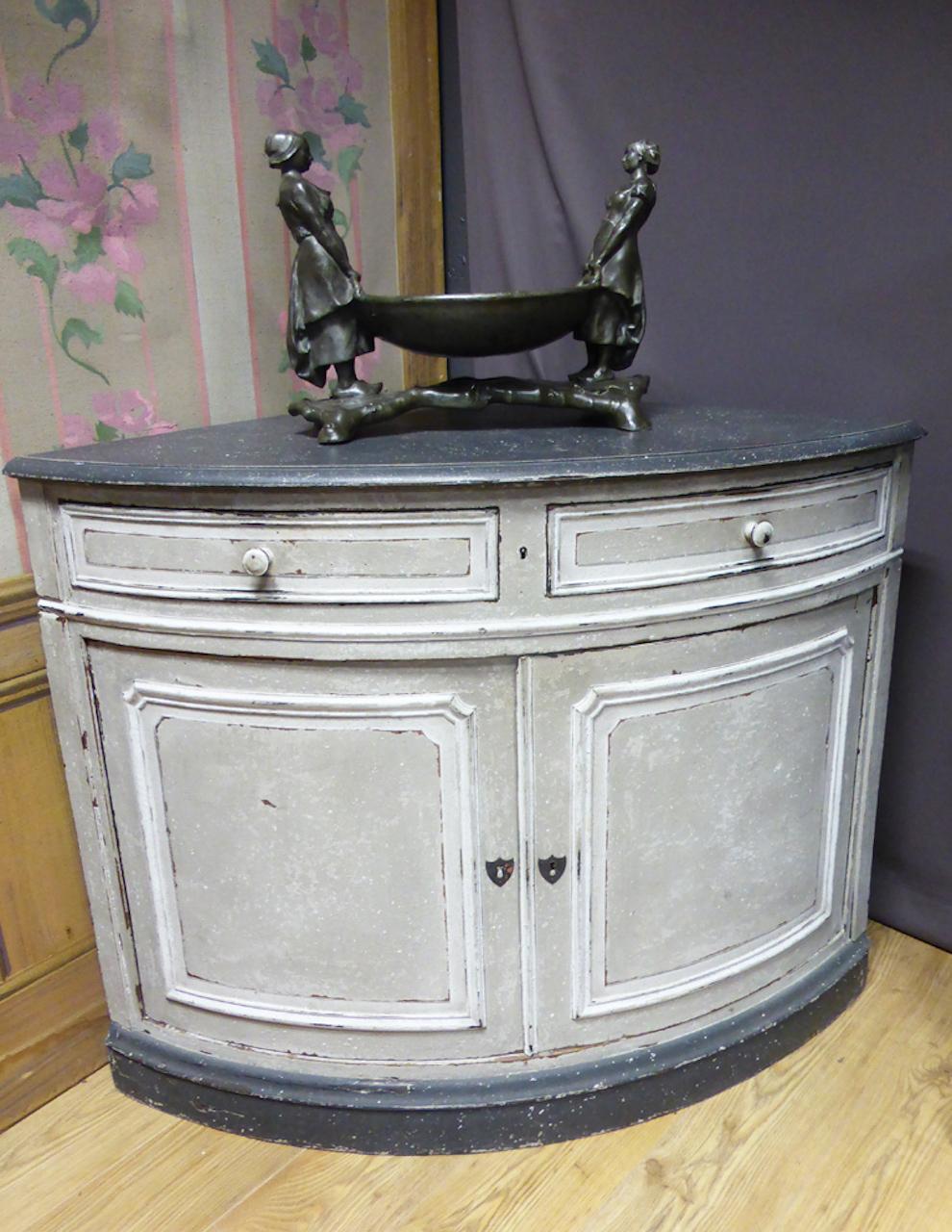 19th Century French Painted Wood Corner Cupboard 1