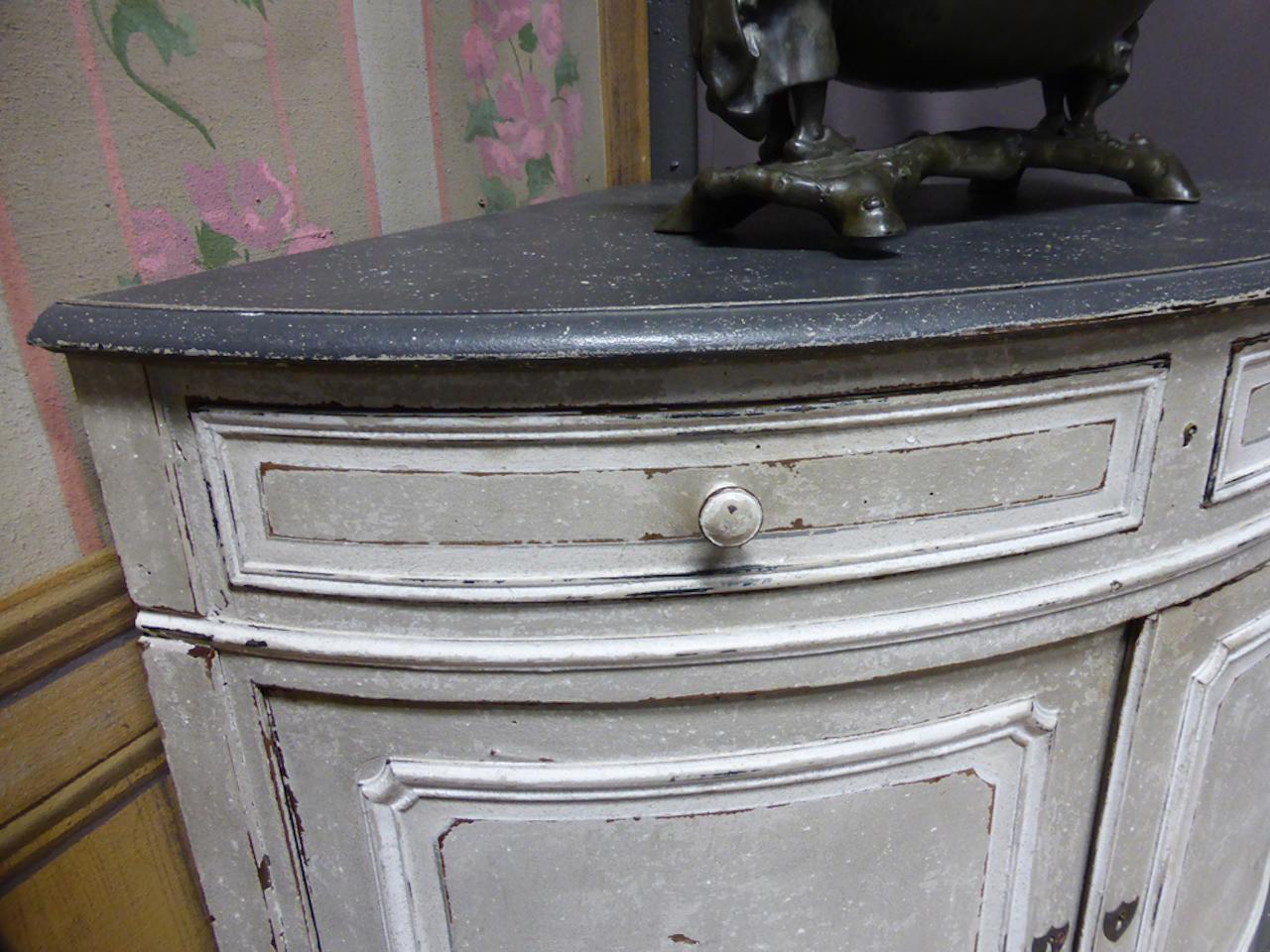 19th Century French Painted Wood Corner Cupboard 2