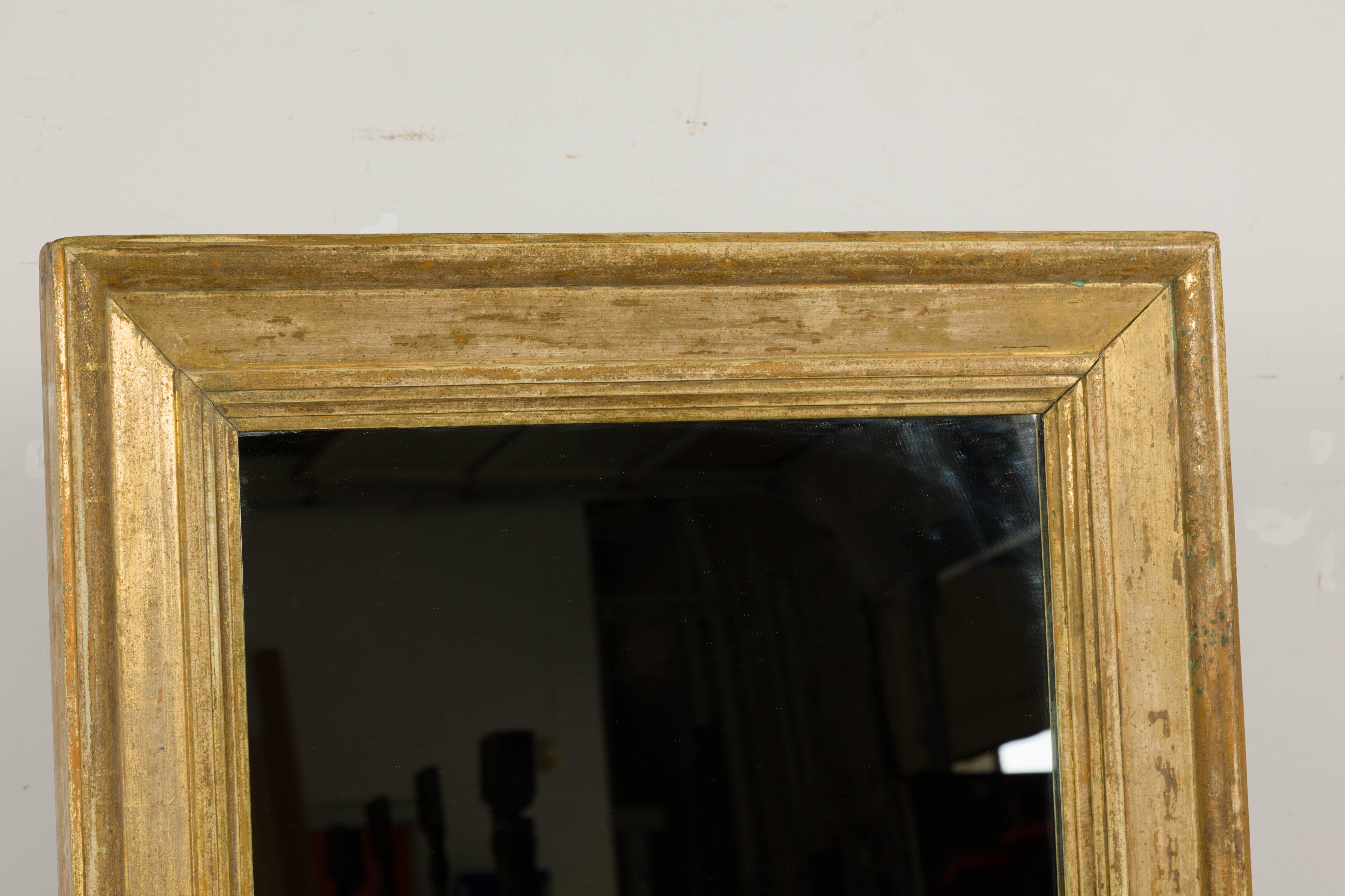 Französischer rechteckiger französischer bemalter Holzspiegel des 19. Jahrhunderts mit rustikaler Akzent im Angebot 5