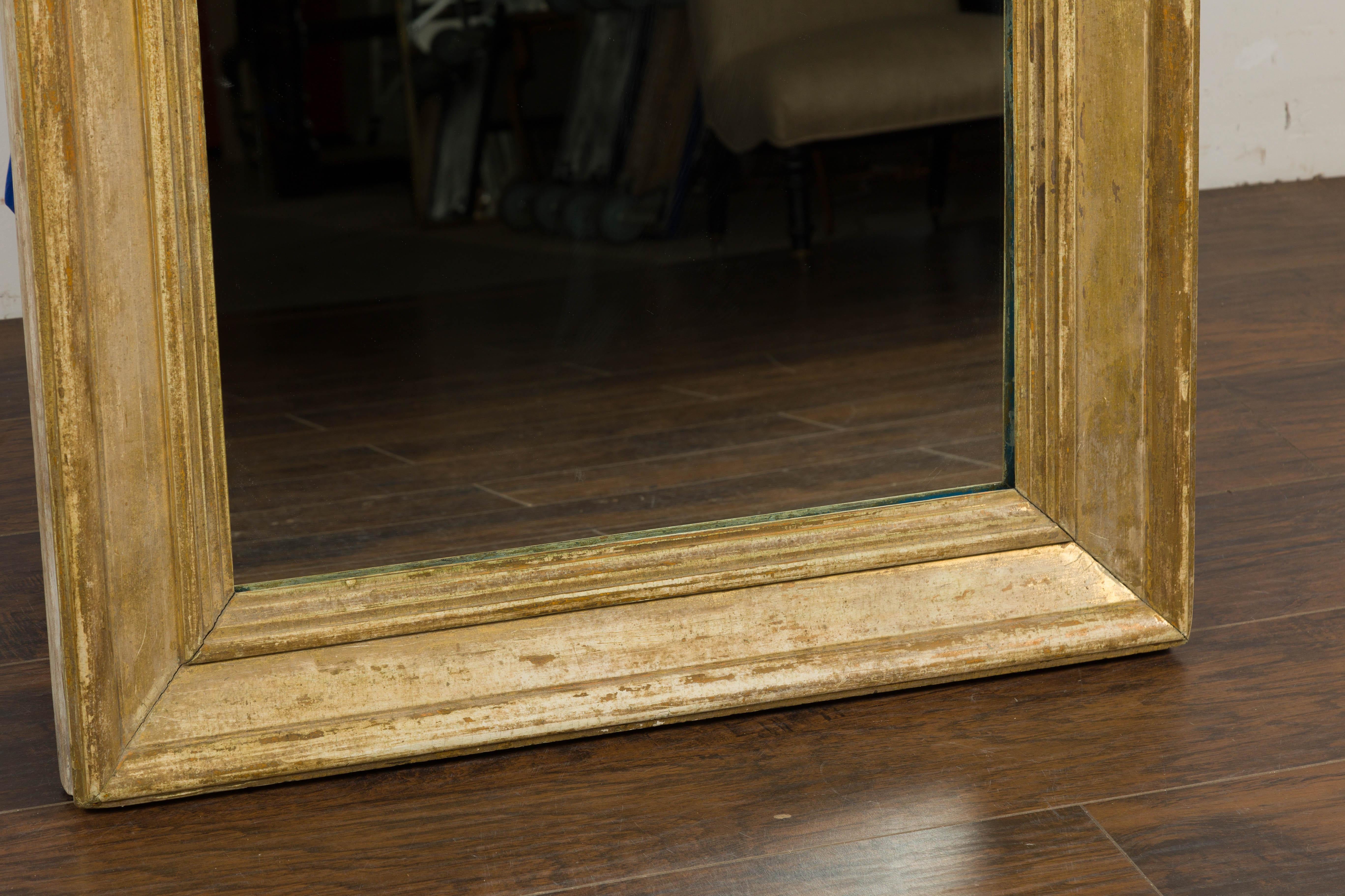 19th Century French Painted Wood Rectangular Mirror with Rustic Character For Sale 7