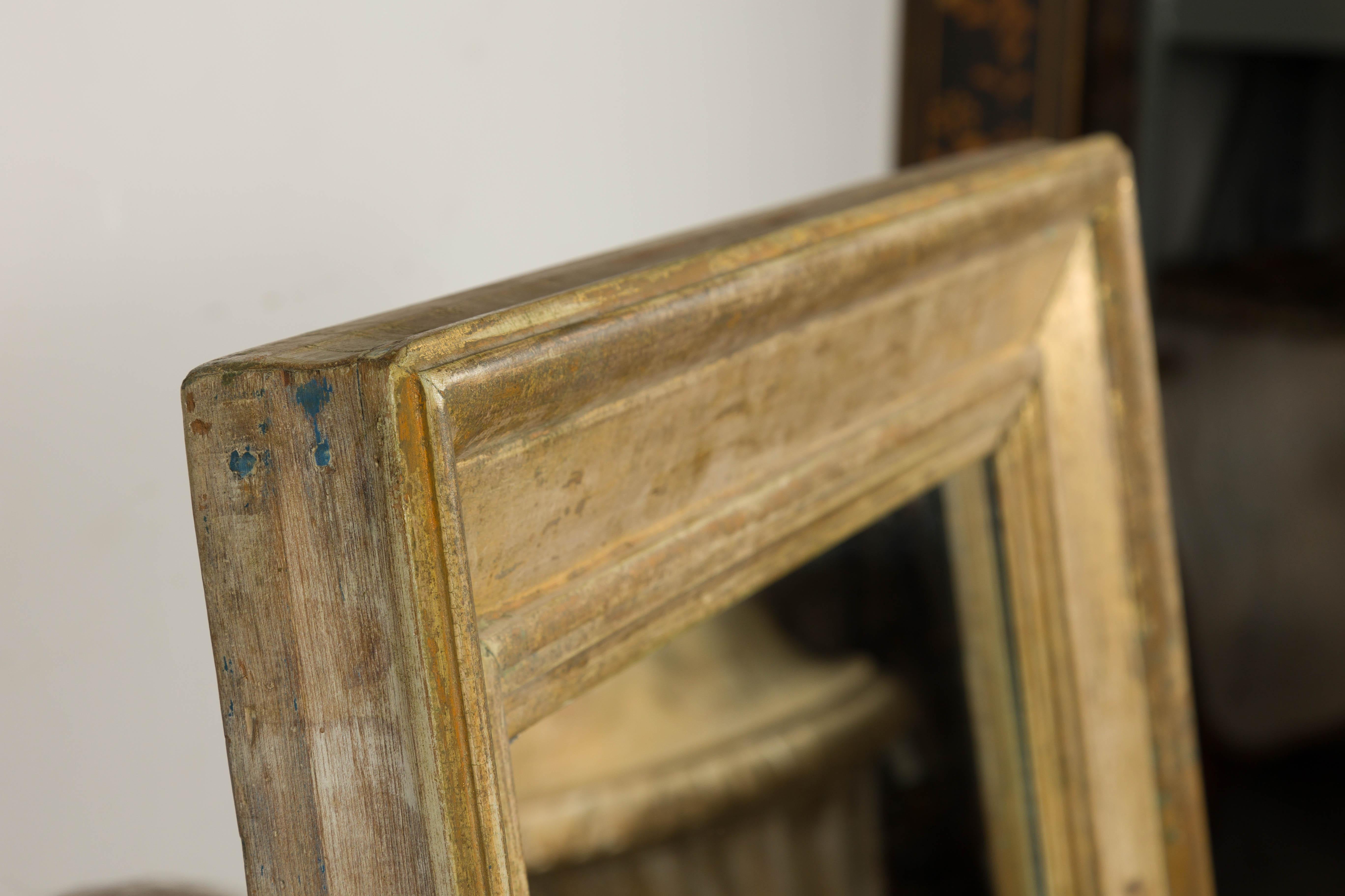 Französischer rechteckiger französischer bemalter Holzspiegel des 19. Jahrhunderts mit rustikaler Akzent im Angebot 7