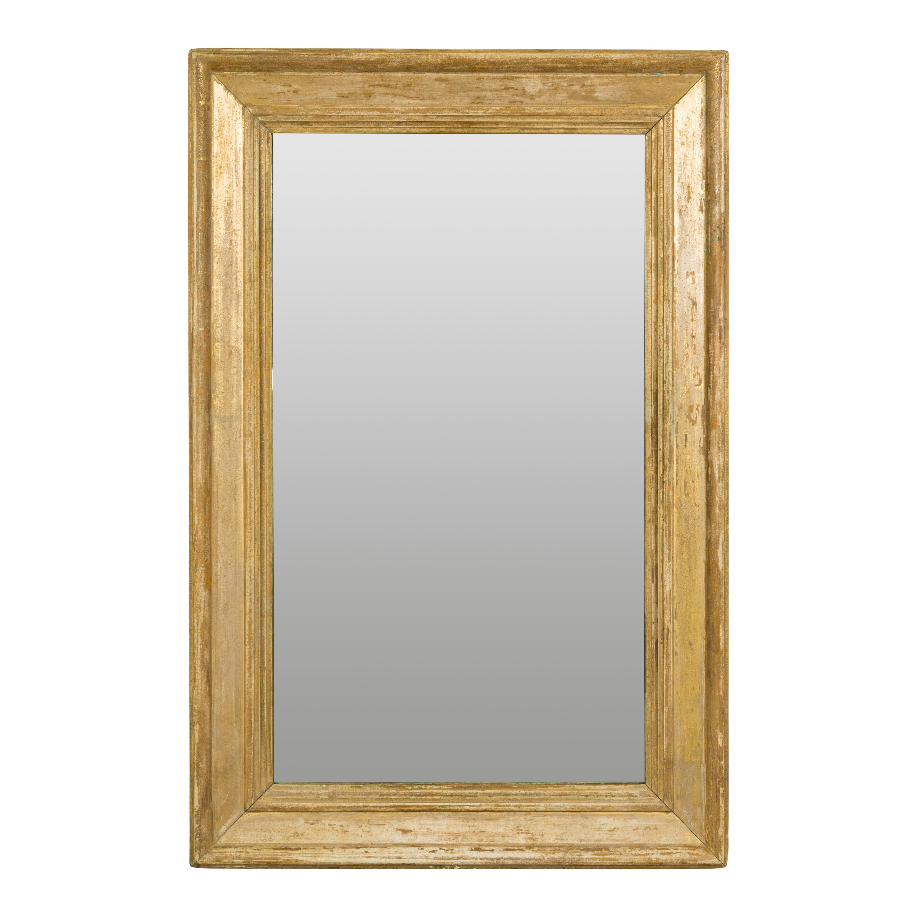 Miroir rectangulaire en bois peint français du 19ème siècle avec caractère rustique en vente 9