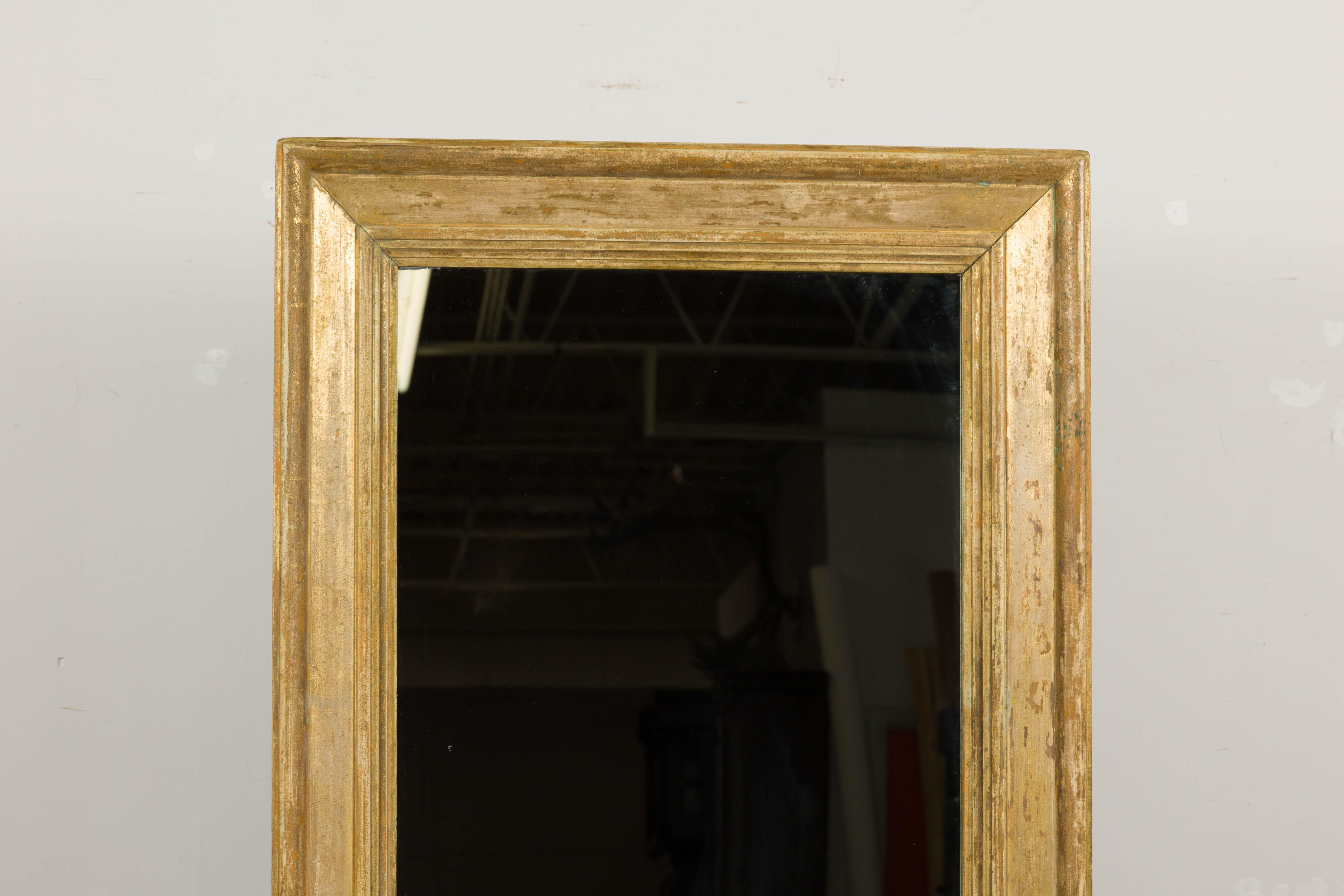 19th Century French Painted Wood Rectangular Mirror with Rustic Character In Good Condition For Sale In Atlanta, GA
