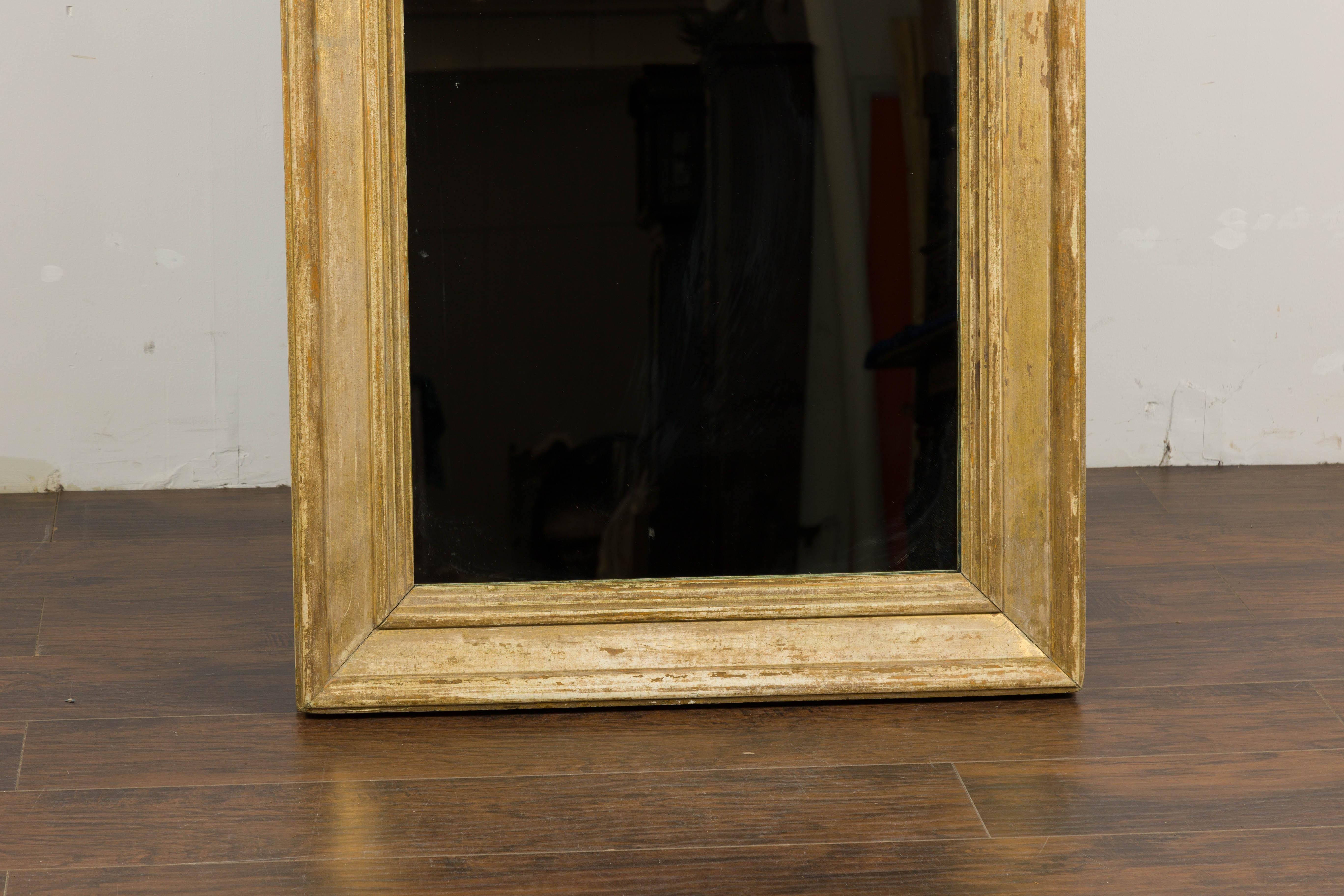Französischer rechteckiger französischer bemalter Holzspiegel des 19. Jahrhunderts mit rustikaler Akzent (Spiegel) im Angebot