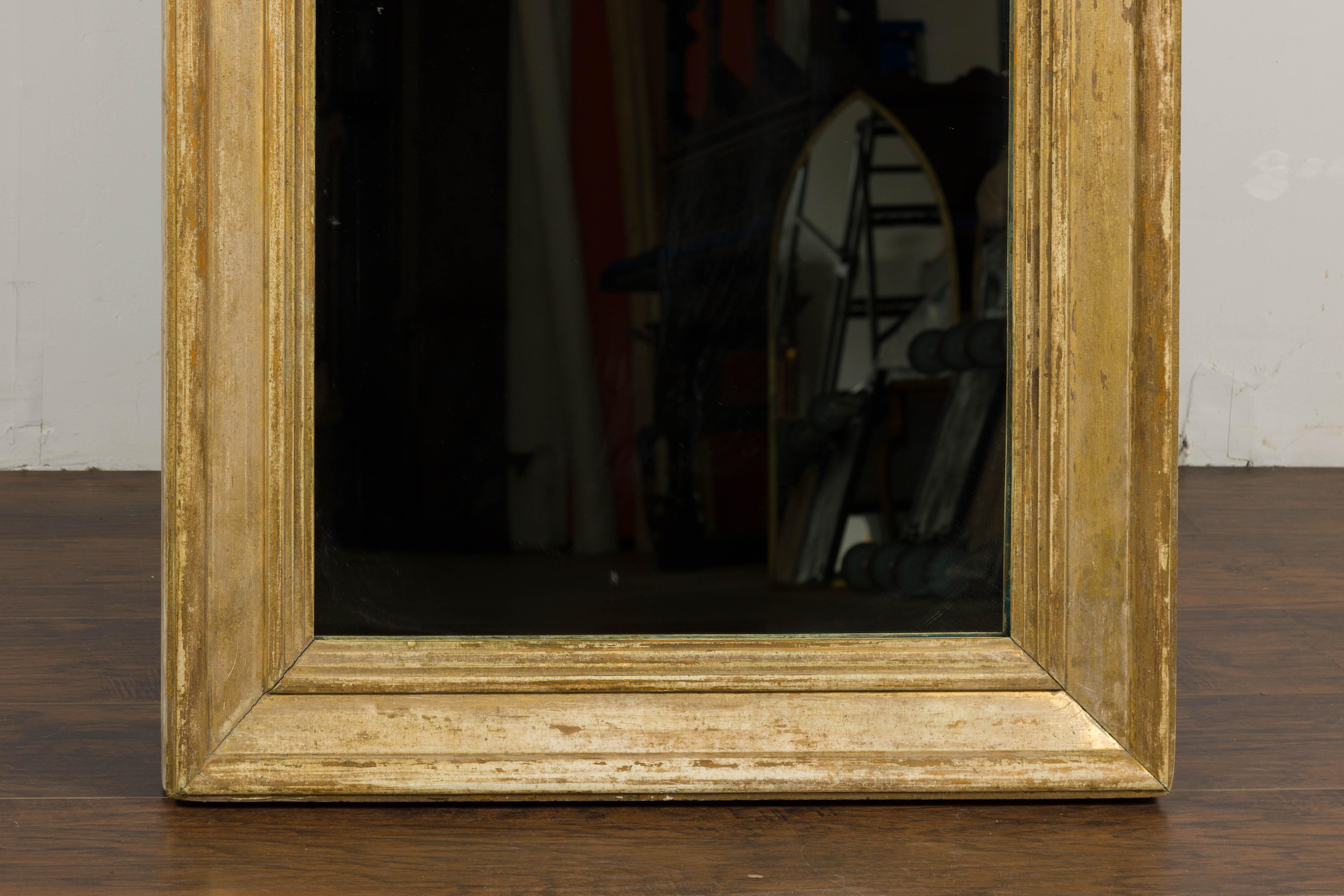 Französischer rechteckiger französischer bemalter Holzspiegel des 19. Jahrhunderts mit rustikaler Akzent im Angebot 2