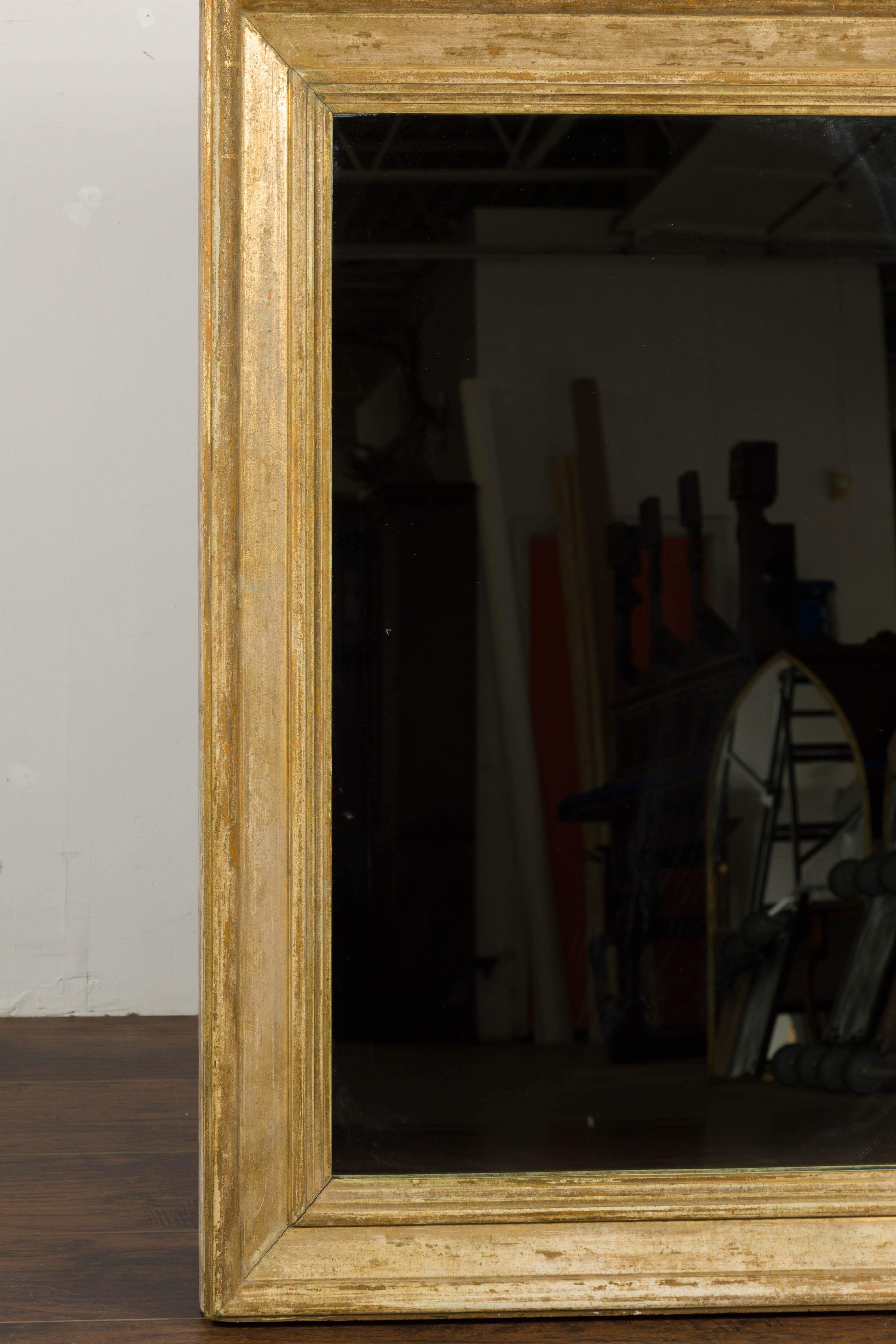 Französischer rechteckiger französischer bemalter Holzspiegel des 19. Jahrhunderts mit rustikaler Akzent im Angebot 3