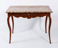19th Century French Painted Wood Table with Faux Marble Top