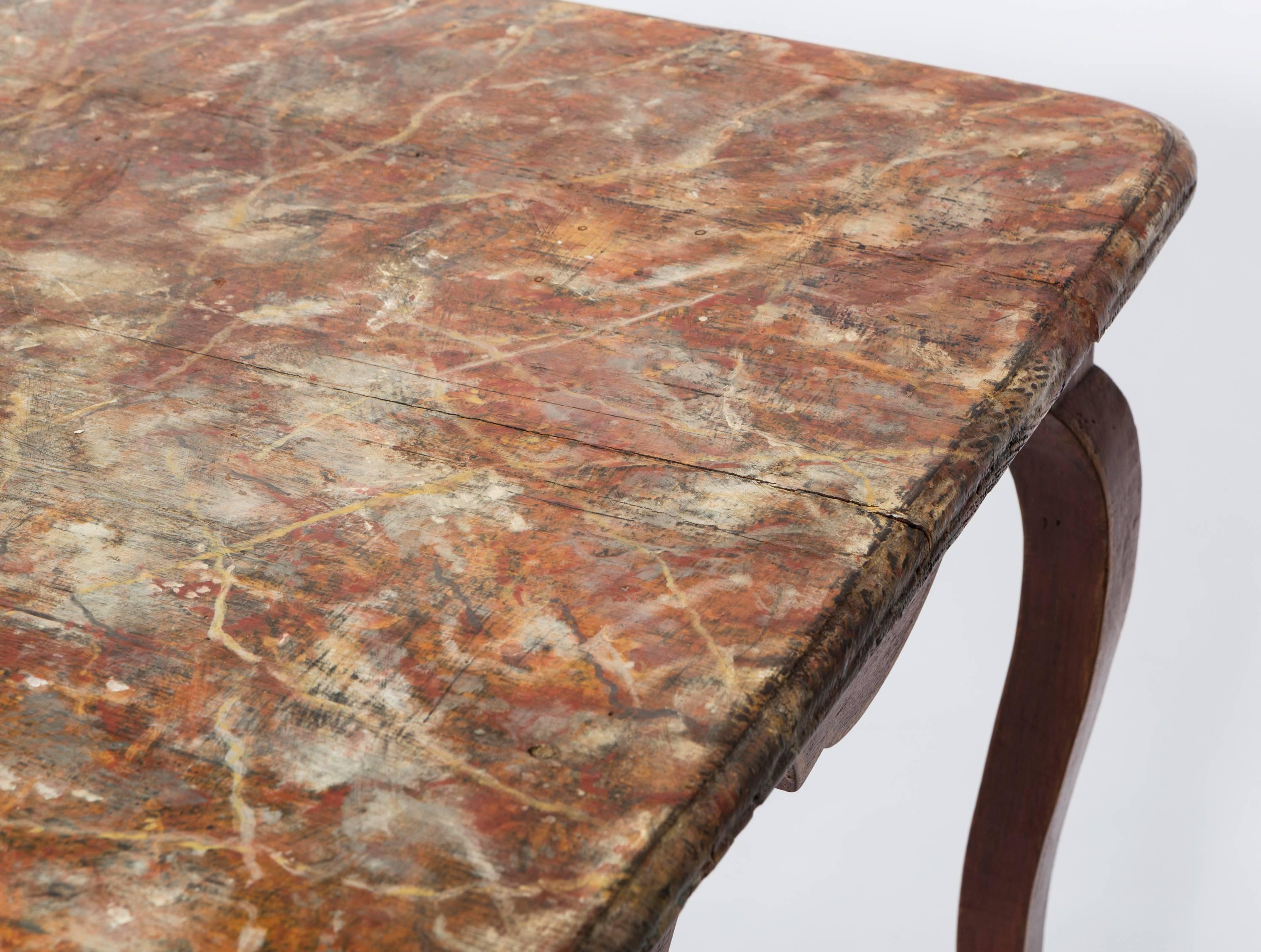 19th Century French Painted Wood Table with Faux Marble Top For Sale 5