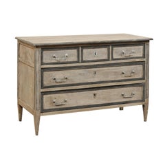 19th Century French Painted Wood Three-Drawer Chest in Charcoal and Grey